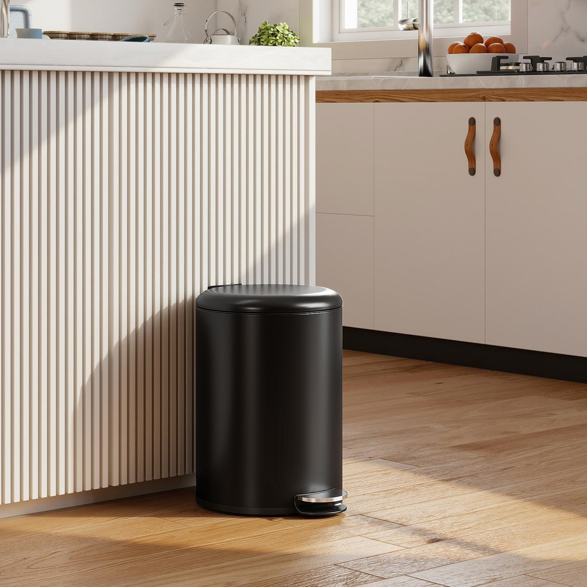 20-Liter Küchen-Mülleimer, Fingerabdruckresistenter Metall-Abfalleimer mit Soft-Close-Deckel, Fußpedal und herausnehmbarem Eimer, Schwarz