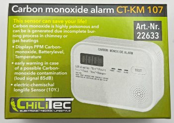 Kohlenmonoxid Melder "CT-KM 107", EN 50291 zertifiziert