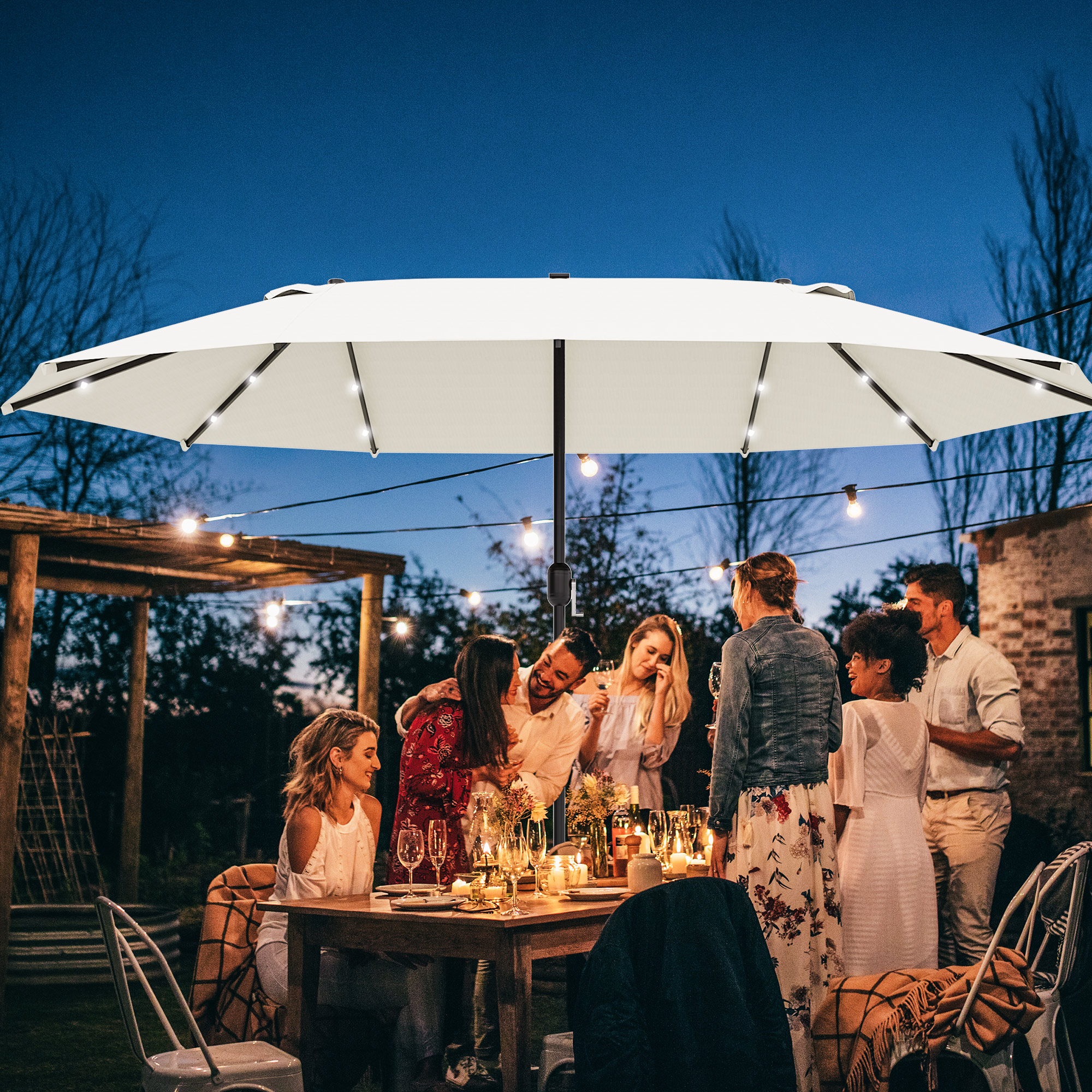 Sonnenschirm Oval Cremeweiß 440 x 256 cm