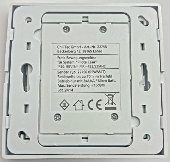 Funk-Bewegungsmelder für "Pilota Casa" / IP20, 90°/8m PIR, Aufputz 30mm flach