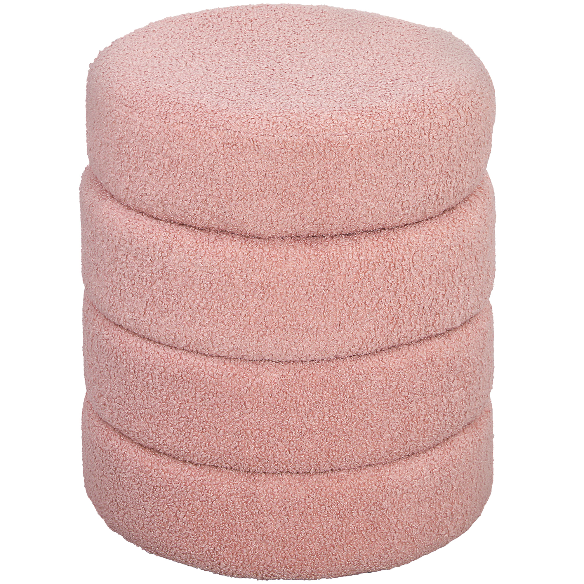 Hocker, rund, Teddyfleece, bis 120kg, ?40x45H cm, Rosa