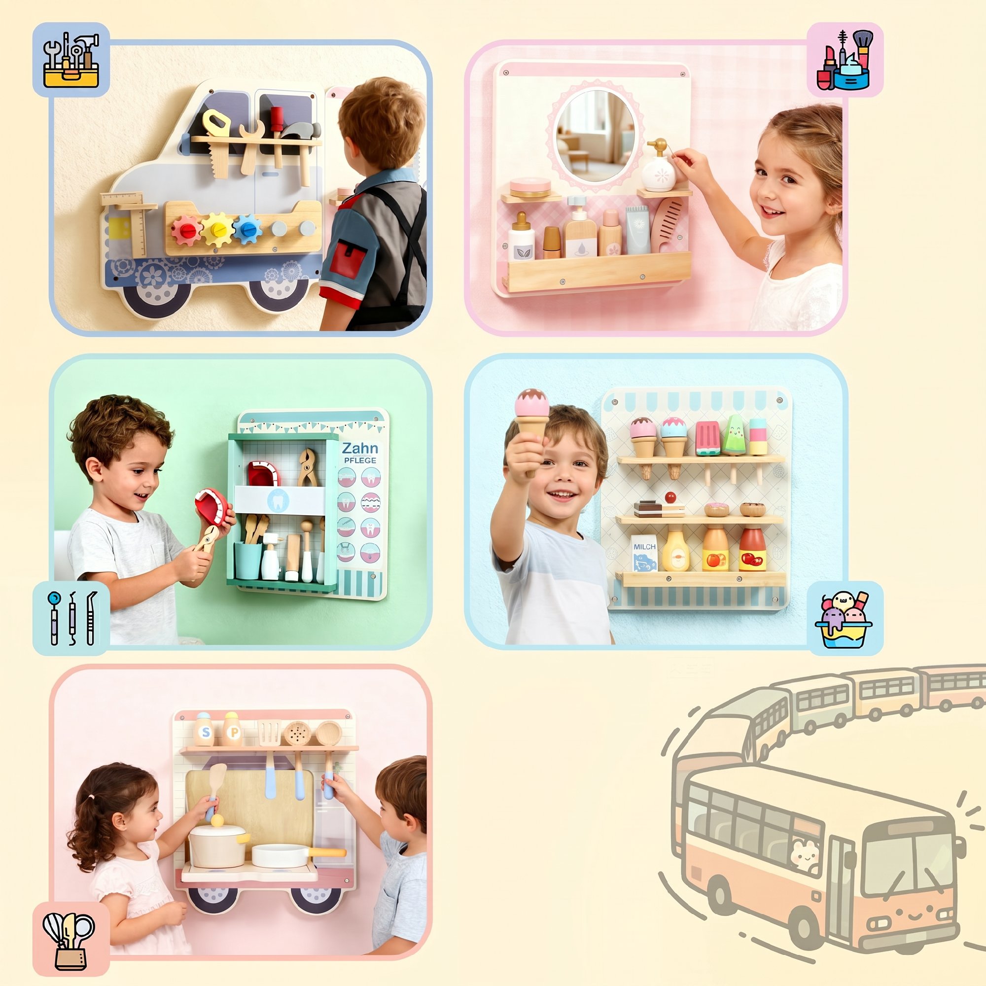 Montessori Busy Board Sensorisches Spielzeug im Truck-Design ab 3 Jahre
