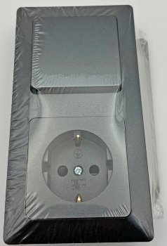 MILOS Set Steckdose + Schalter + Rahmen / 250V~/ 16A, Steckanschluss, Anthrazit