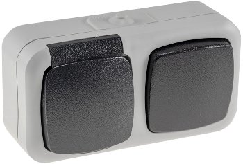 Feuchtraum Kombi-Schalter/Steckdose,IP44, 250V~/ 10/16A, grau, AP horizontal