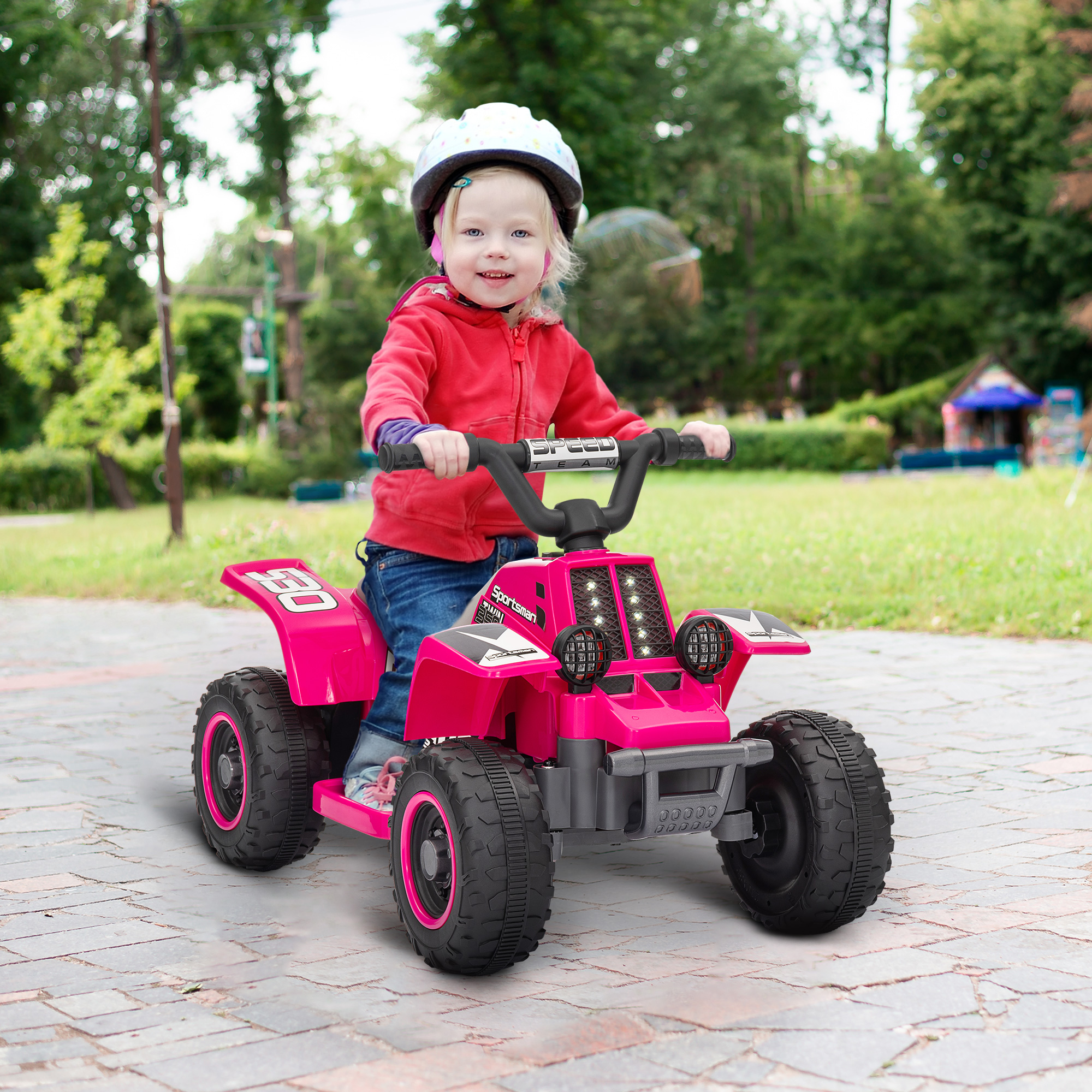Quad Bike für Kinder, batteriebetrieben, fährt vorwärts und rückwärts, LED-Lichter, 18-36 Monate, Rosa