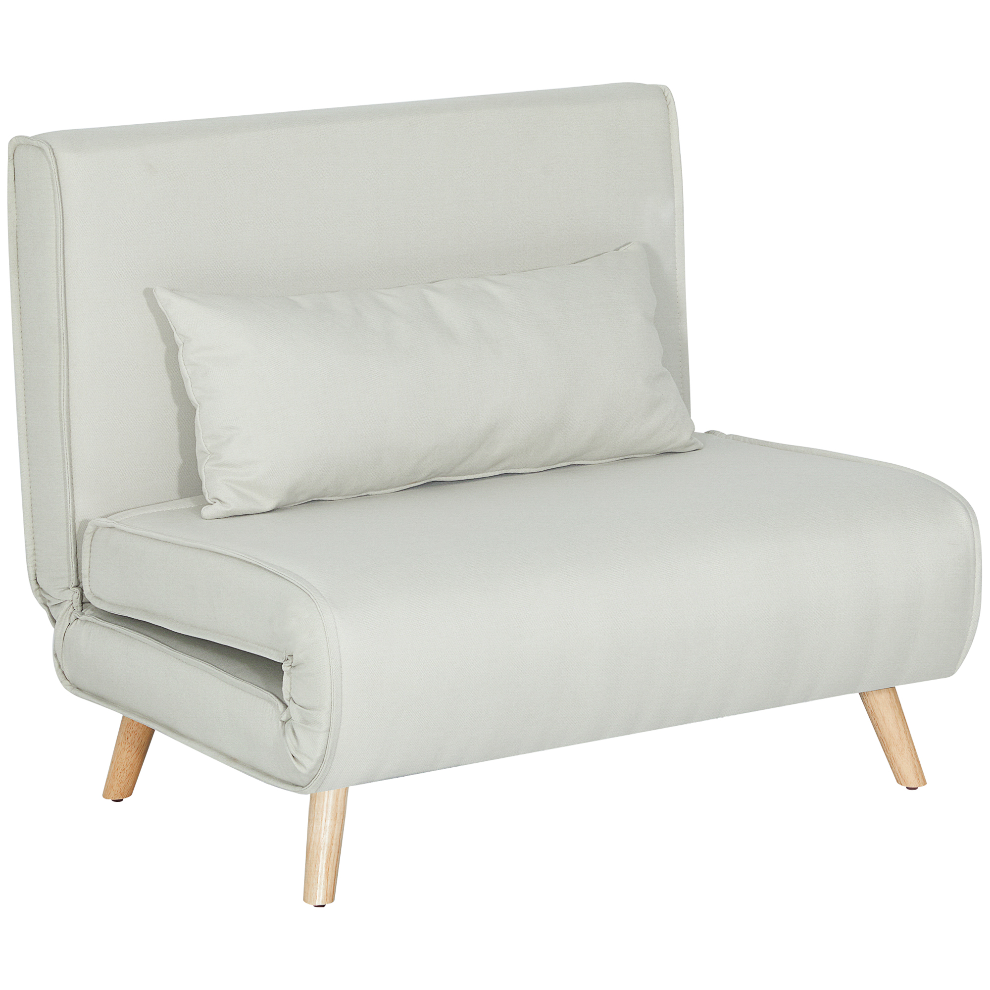 Einzelsofa Schlafsofa Sofabett Klappsofa verstellbar Rückenlehne Liege nordisch skandinavisch 25D Schaumstoff Haus Leinenimitat Kautschukholz Cremeweiß 94 x 78 x 80 cm
