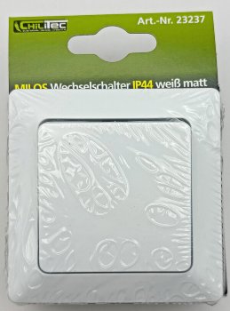 MILOS Wechsel-Schalter IP44, 250V~/ 10A, inkl. Rahmen, UP, weiß matt