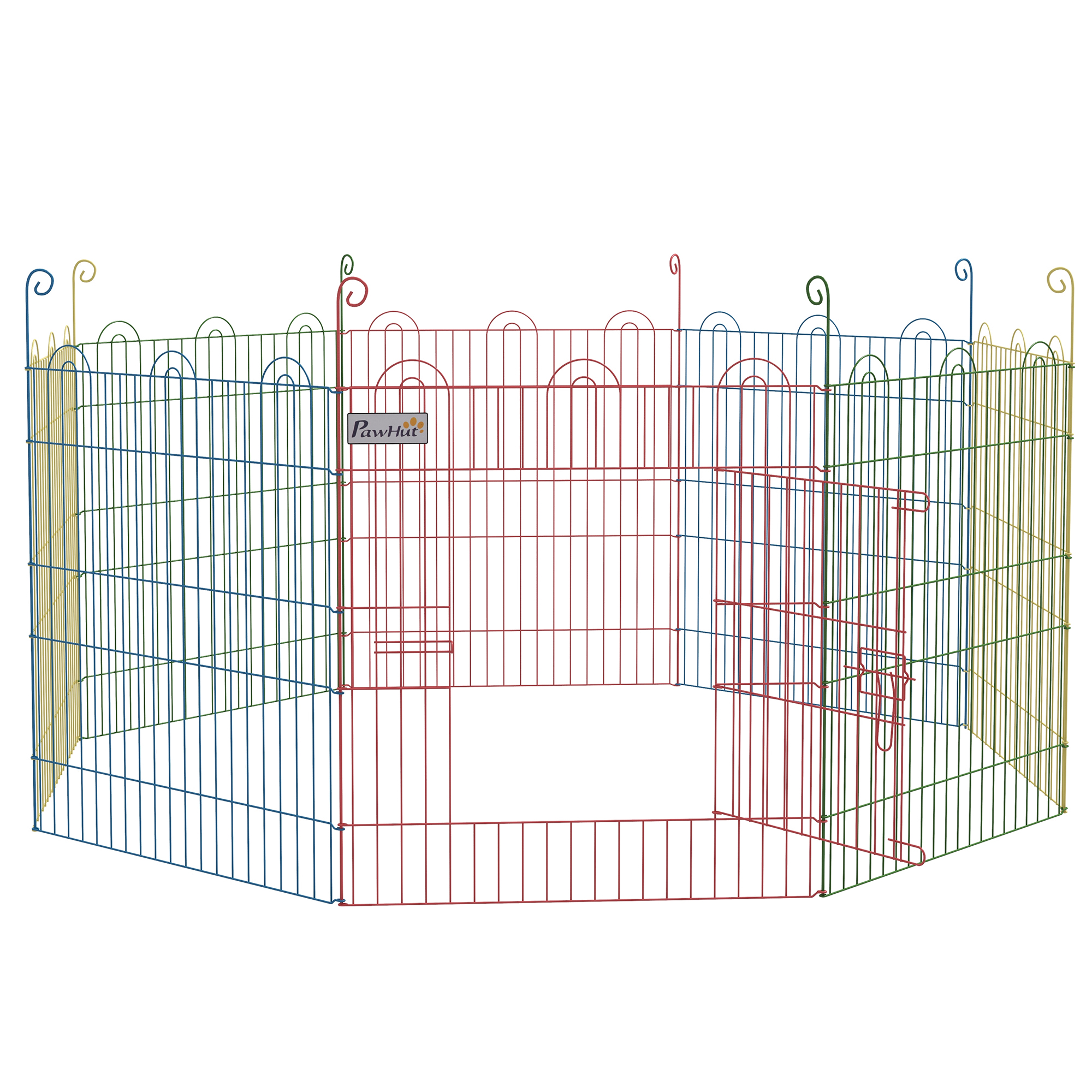 Freilaufgehege, Welpenauslauf, modulares Design, verriegelbar, Stahl, Ø156x60H cm, Bunt