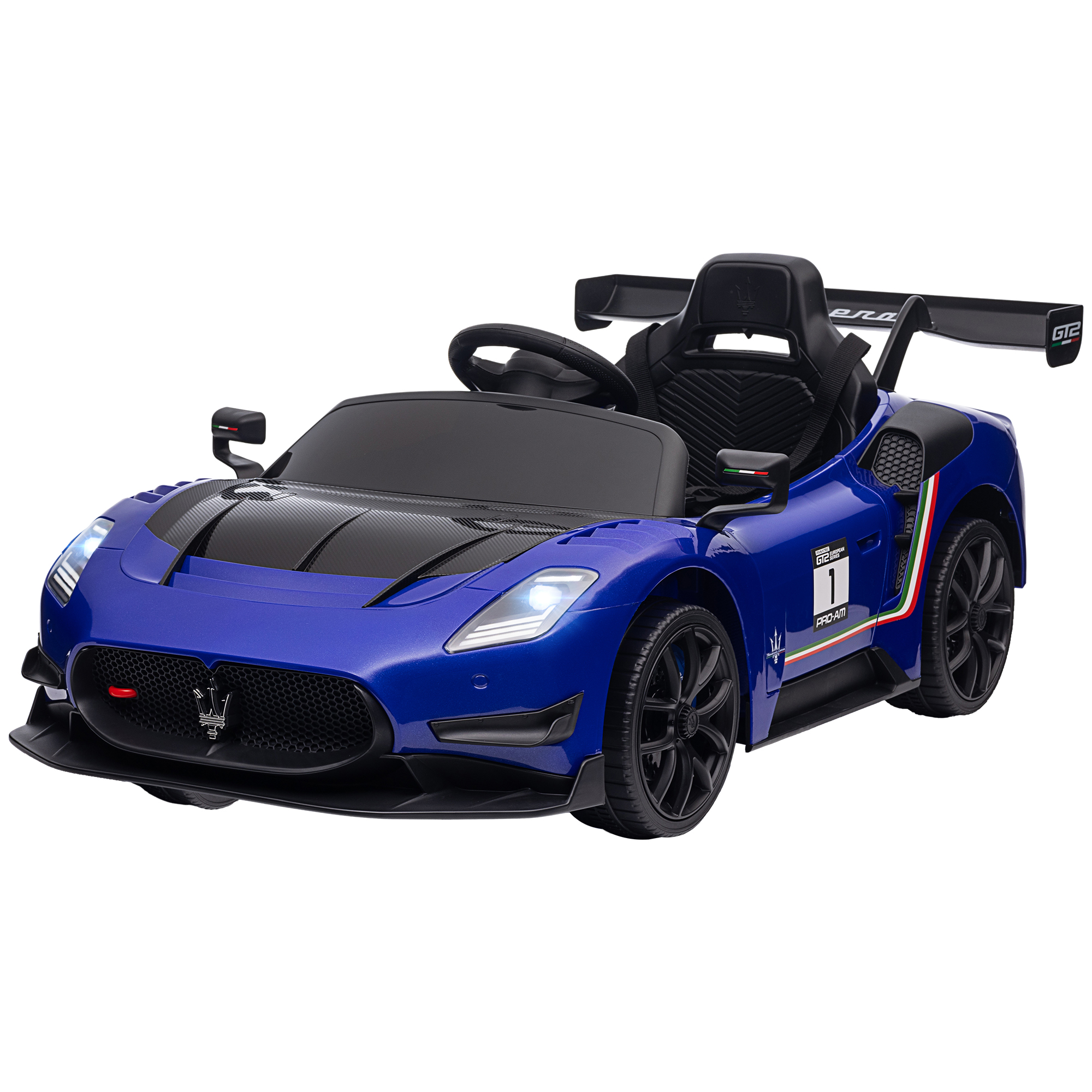 Elektro-Kinderauto 12V, lizenziert, Fernbedienung, stoßdämpfende Räder, Blau, 115x60x45 cm