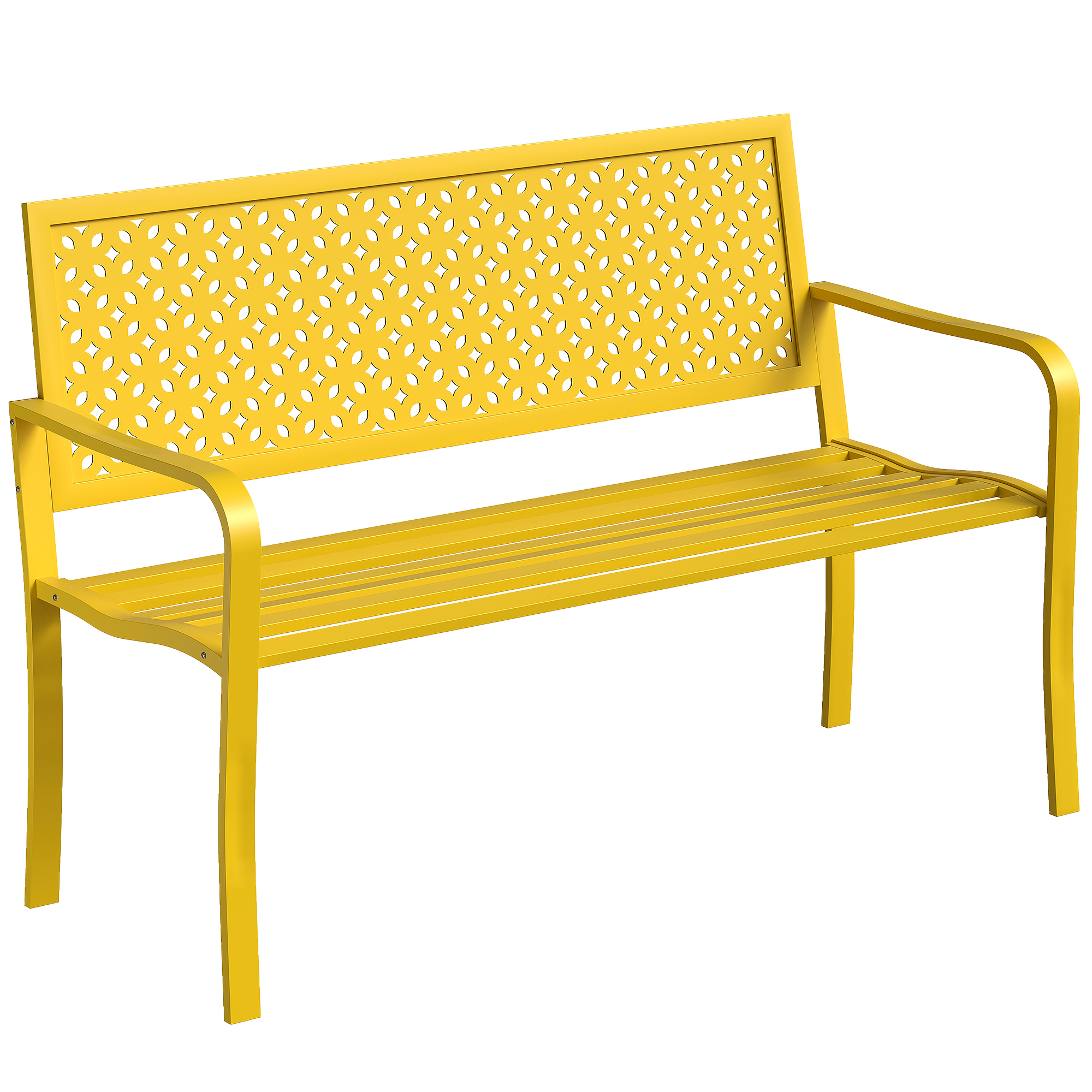 Gartenbank 2-Sitzer Metall wetterfest Outdoor Sitzbank mit rostbeständiger Rückenlehne, Geometrisch bis 240 kg