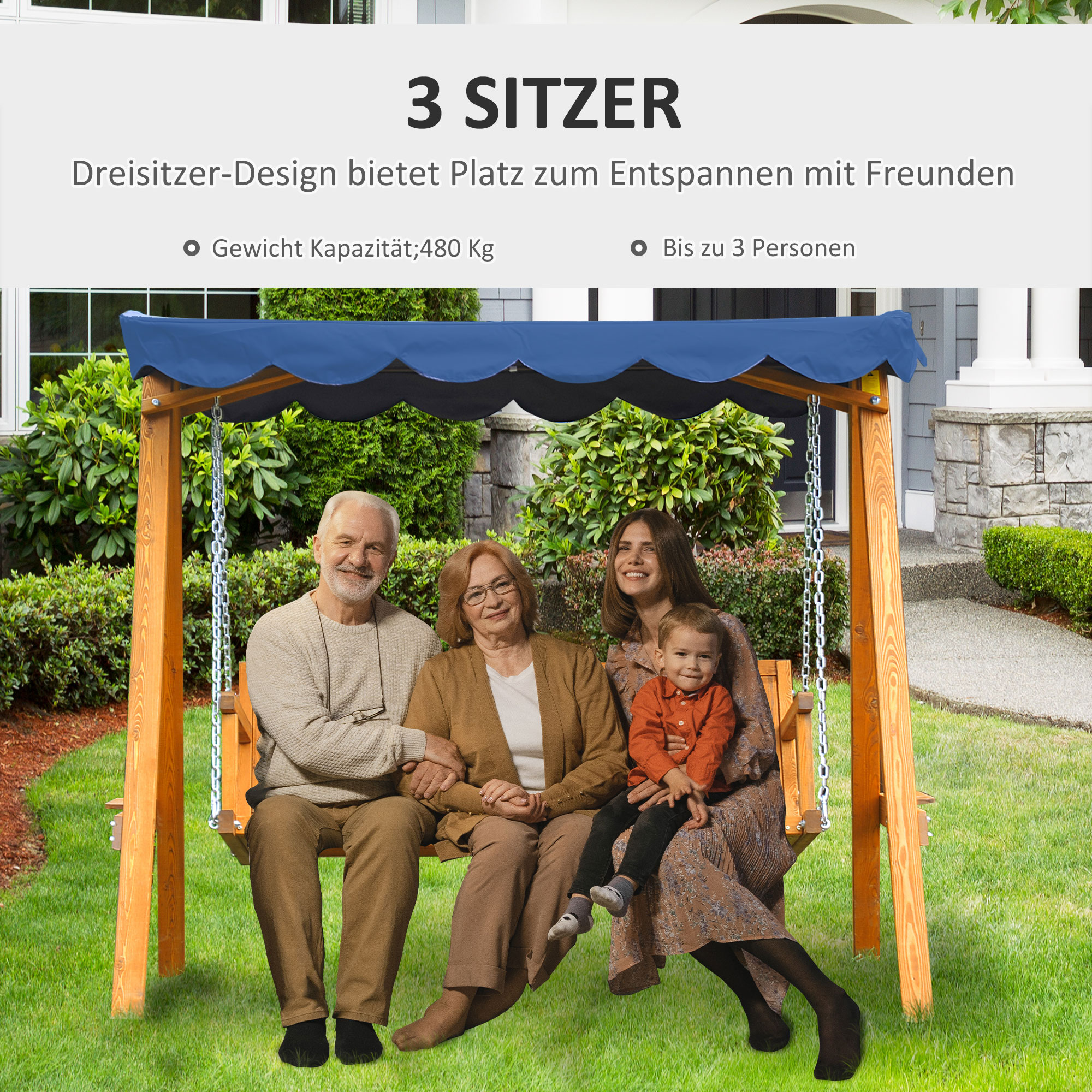 3-Sitzer Hollywoodschaukel Schaukel Polyrattan Metall mit Kissen belastbar bis 360kg Neu (Schwarz)