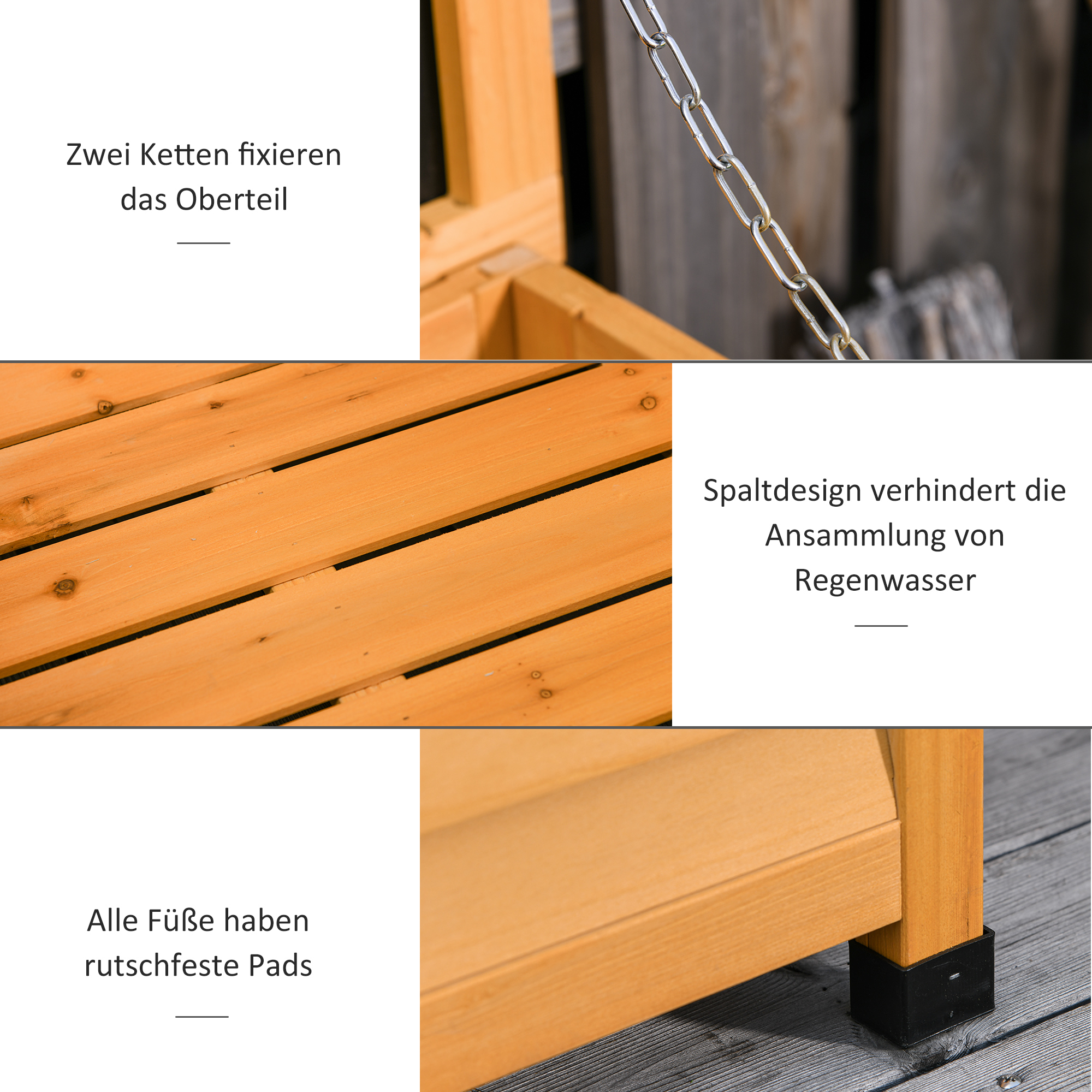 Gartenbox, Kissenbox, Aufbewahrungsbox, Aufbewahrungsbox, Gartentruhe, wetterbeständig, Massivholz, 127 x 56 x 60 cm Gelb