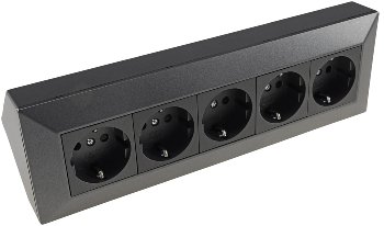 5-fach Steckdosenblock, anthrazit, 250V~/ 16A, Aufbaumontage