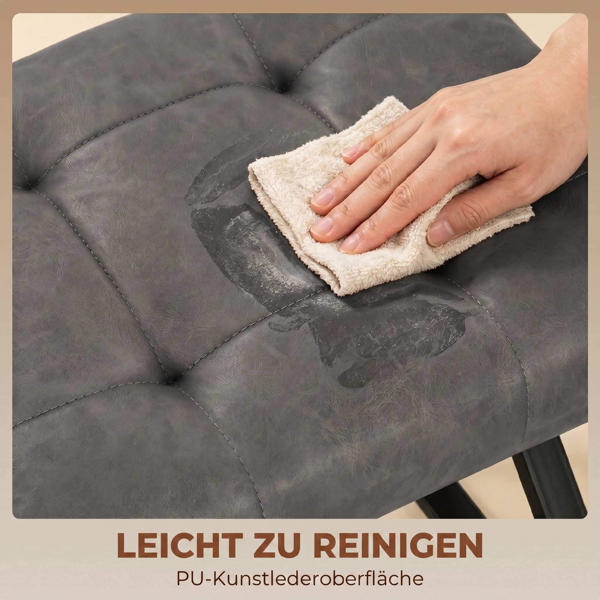 Schuhbank, Eingangsbank mit Kunstlederpolster, Ablage bis 220 kg für Flur, Eingangsbereich, 112 x 37 x 47 cm, Dunkelgrau