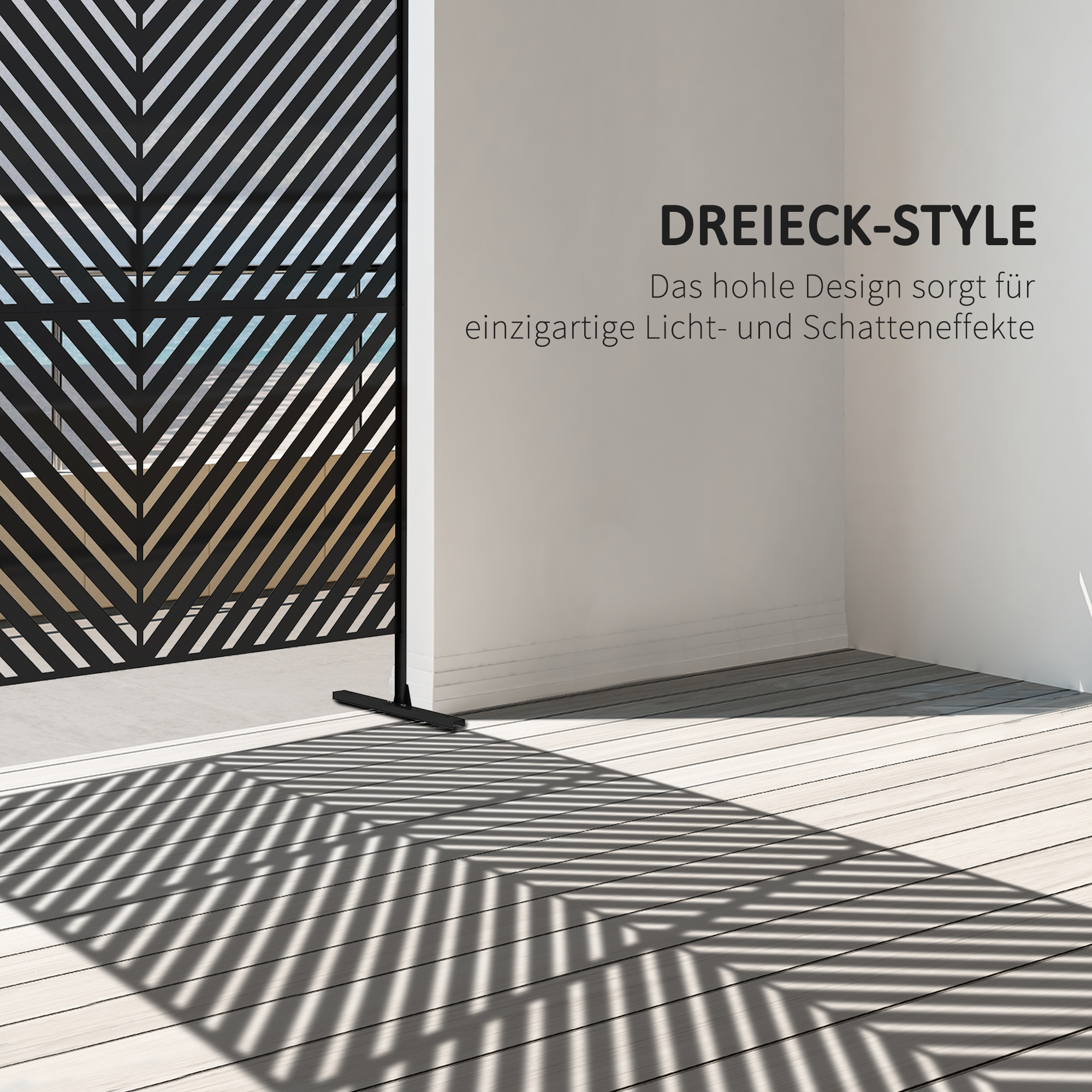 Sichtschutz Sichtschutz Garten Gartenabtrennung, geometrische Formen, Metall, 122 x 45 x 198 cm, Schwarz