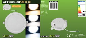 LED Licht-Panel "CKP-16 CCT" / 230V, 16W, 3000/4000/6200K, Ø 170mm