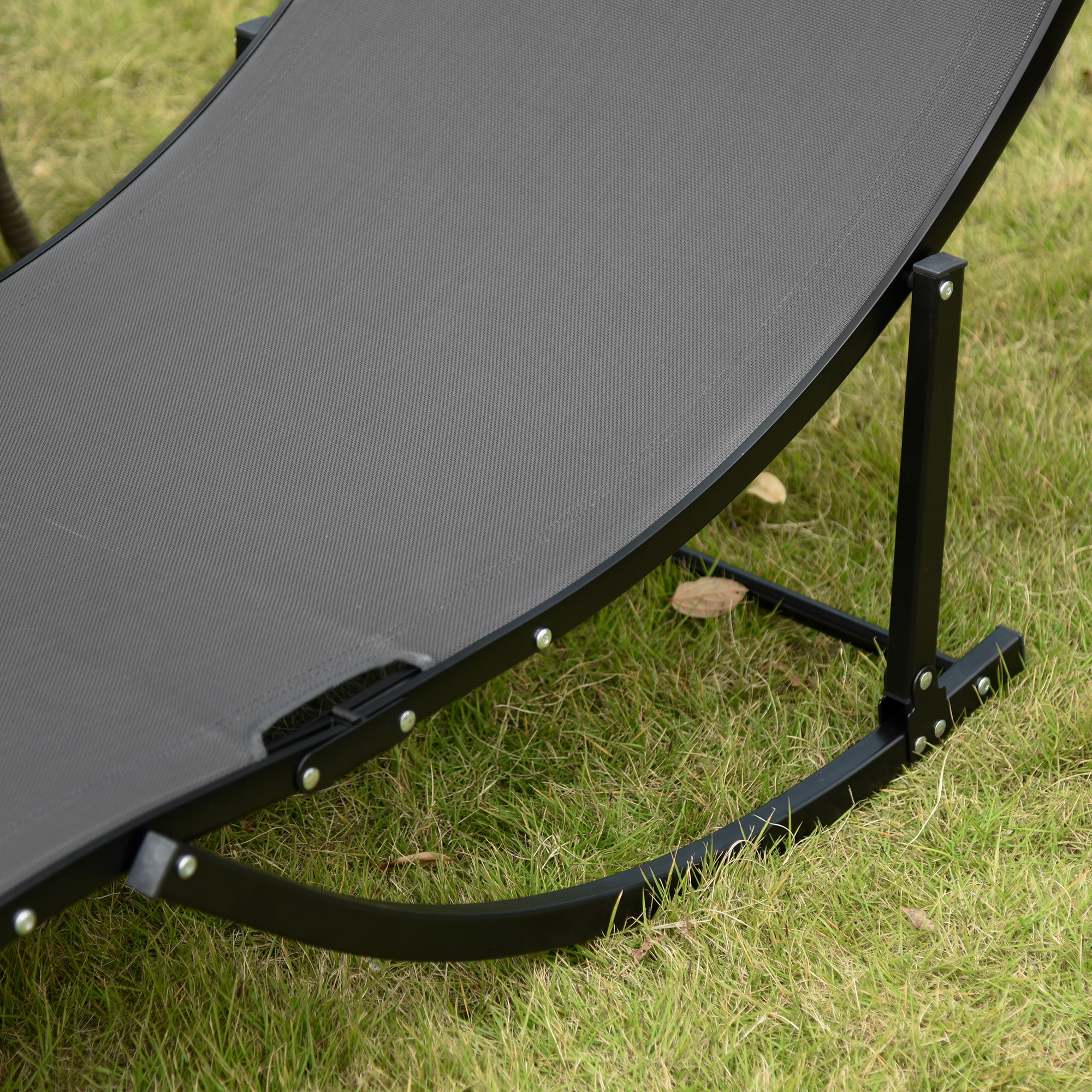 2er Set Sonnenliege Gartenliegen Stoffliege Relaxliege ergonomisch Aluminium Texteline Dunkelgrau 165 x 61 x 63 cm