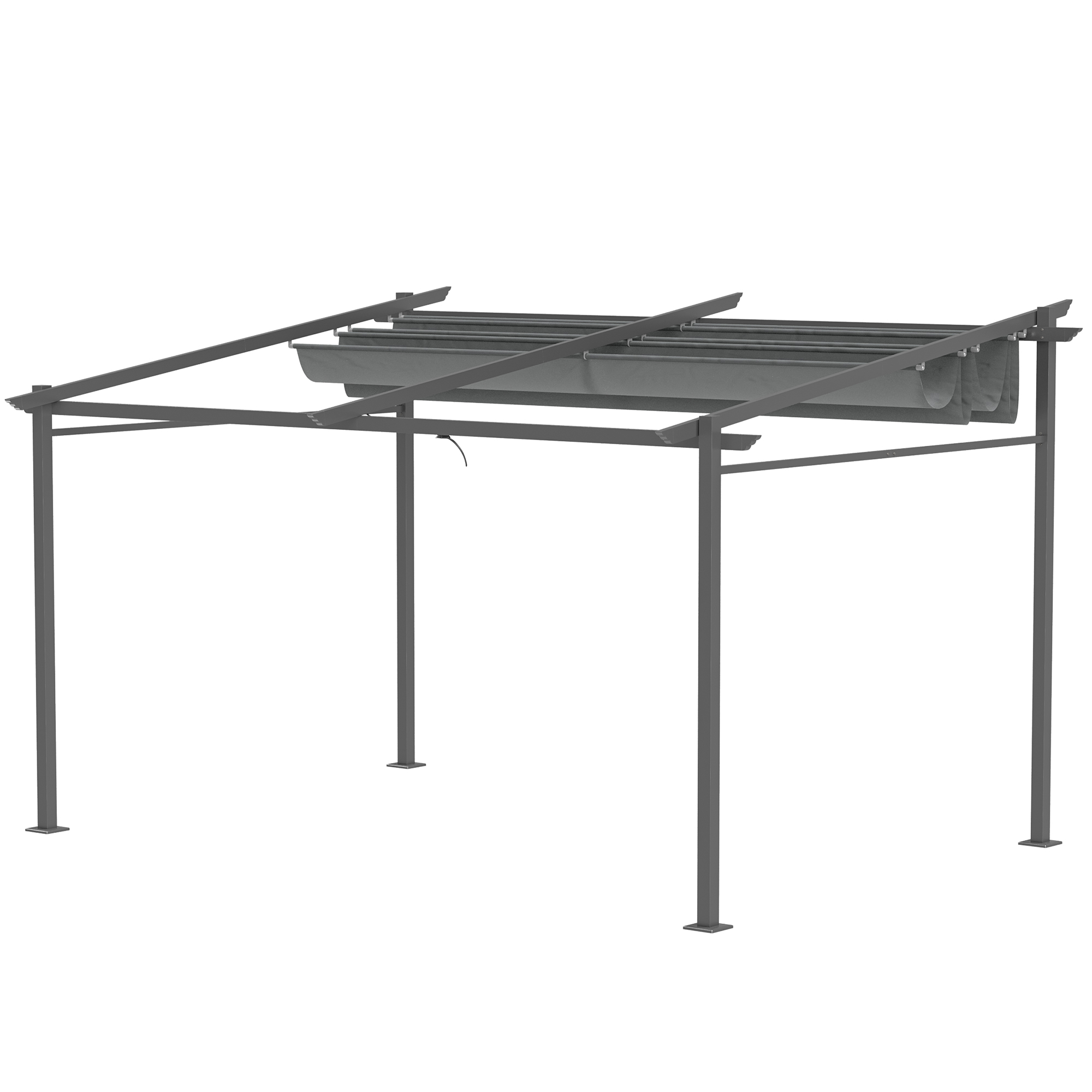 Pergola, inklusive Befestigungsmaterial, ausziehbares Dach, 3,97 m x 2,95 m x 2,3 m, Dunkelgrau