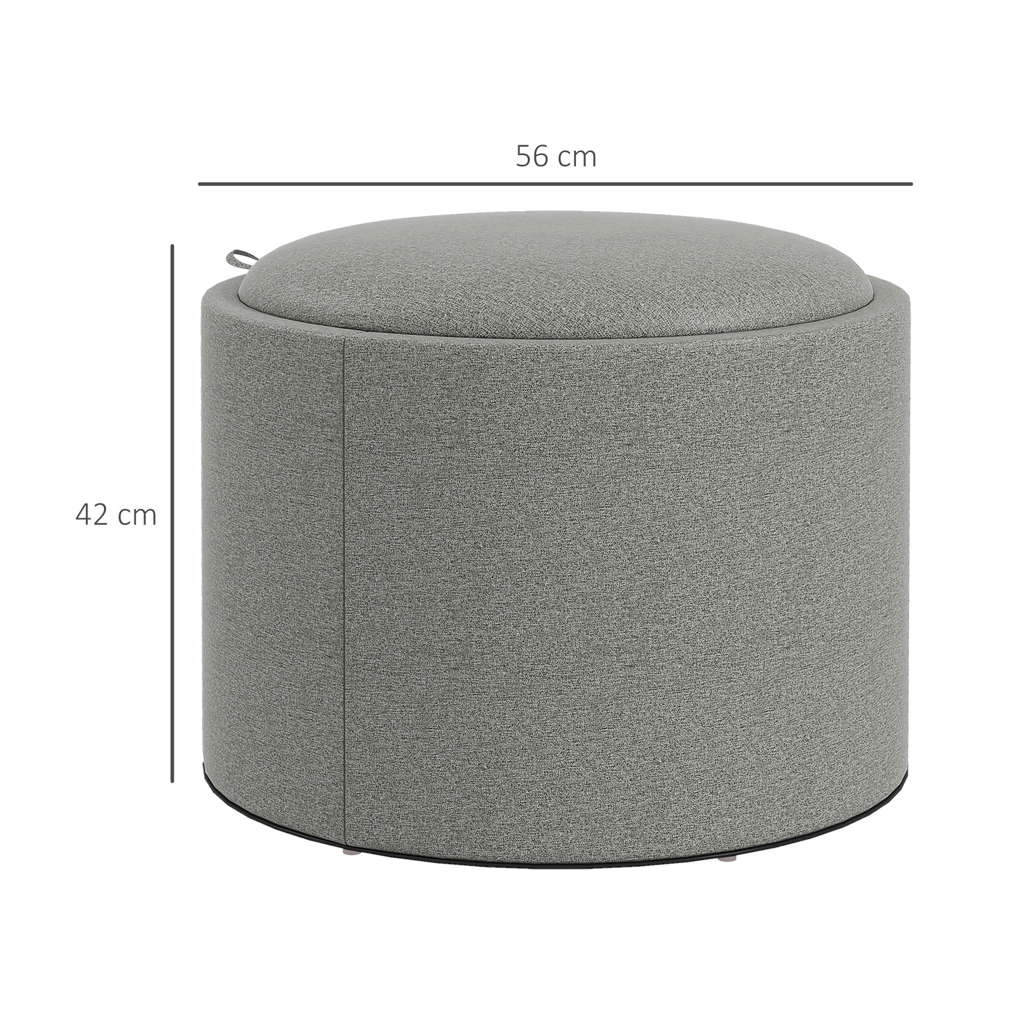 Hocker Polsterhocker, Leinen, versteckter Stauraum, umkehrbarer Deckel, 5 6cm x 56 cm x 42 cm, Grau + Natur