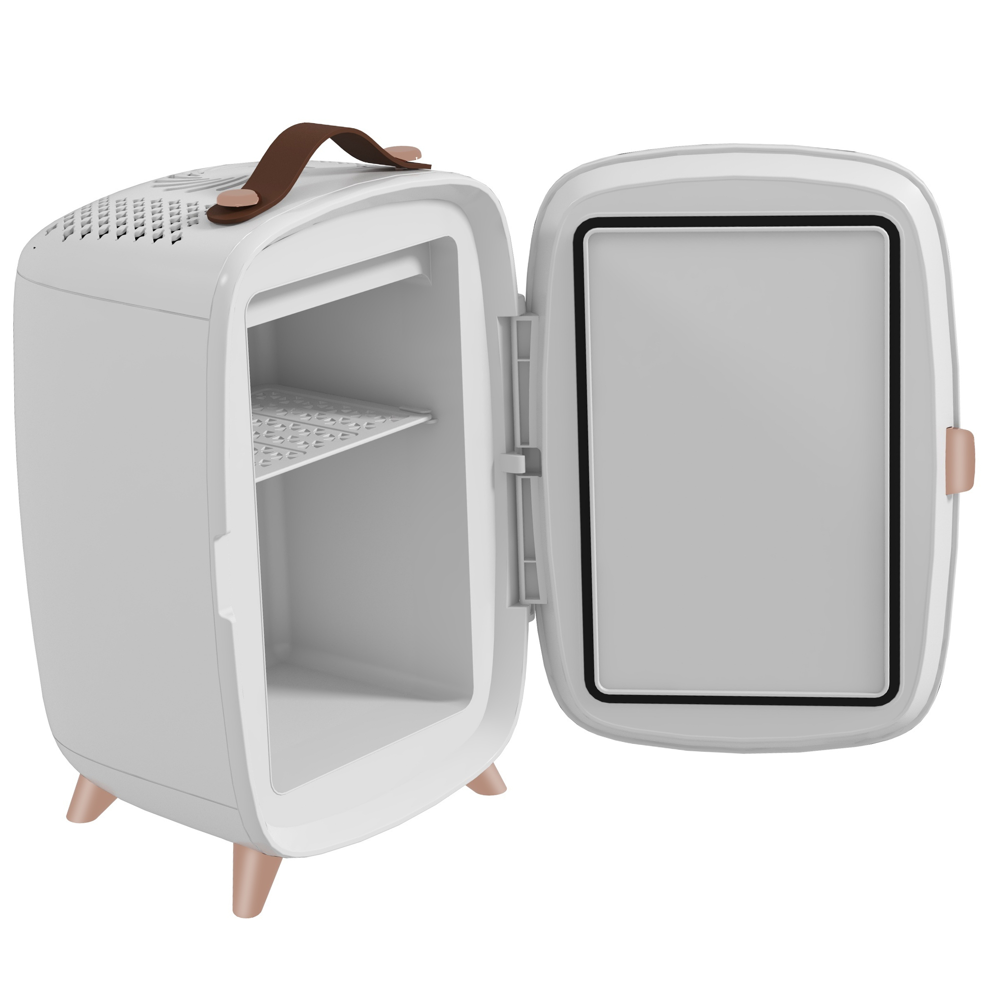 Minikühlschrank für Kosmetikprodukte, Getränke und Snacks, tragbar, mit beleuchtetem Spiegel, leiser Betrieb, 6L, Weiß