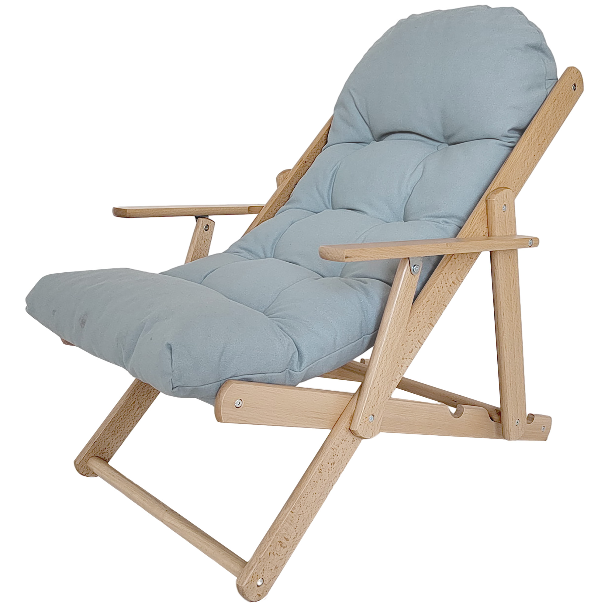 Akzentsessel, Relaxsessel, verstellbare Rückenlehne, Buchenholzrahmen, bis 120 kg, Hellgrau