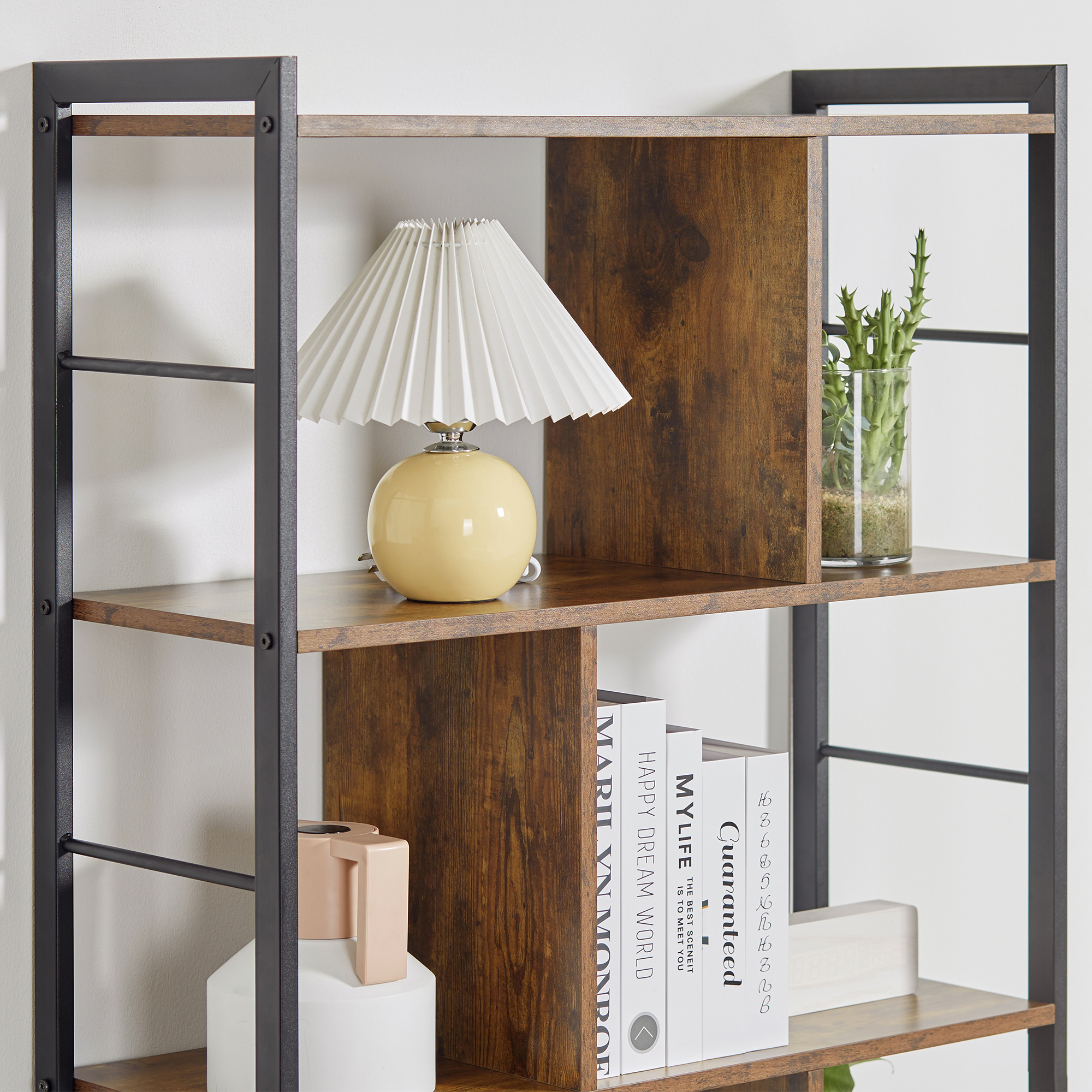 Bücherregal, Schmal Standregal Regal mit 5 Ebenen, Büroregal für Wohnzimmer, 77 x 30 x 157,5 cm, Rustikales Braun