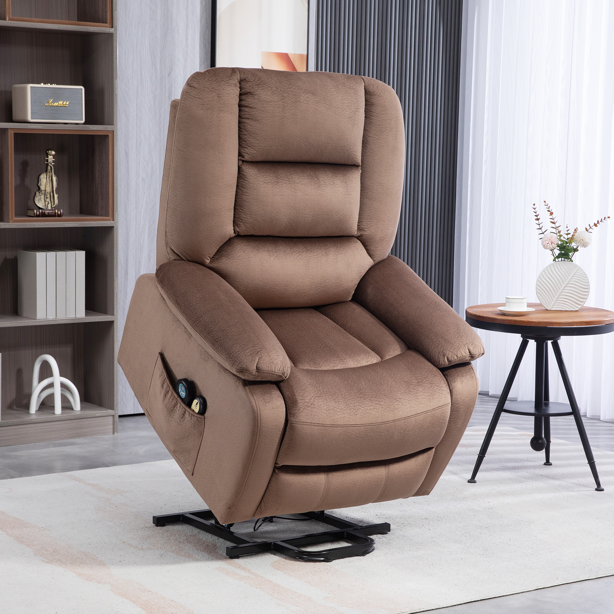 Aufstehsessel mit Massagefunktion, 90x93x110cm, Braun