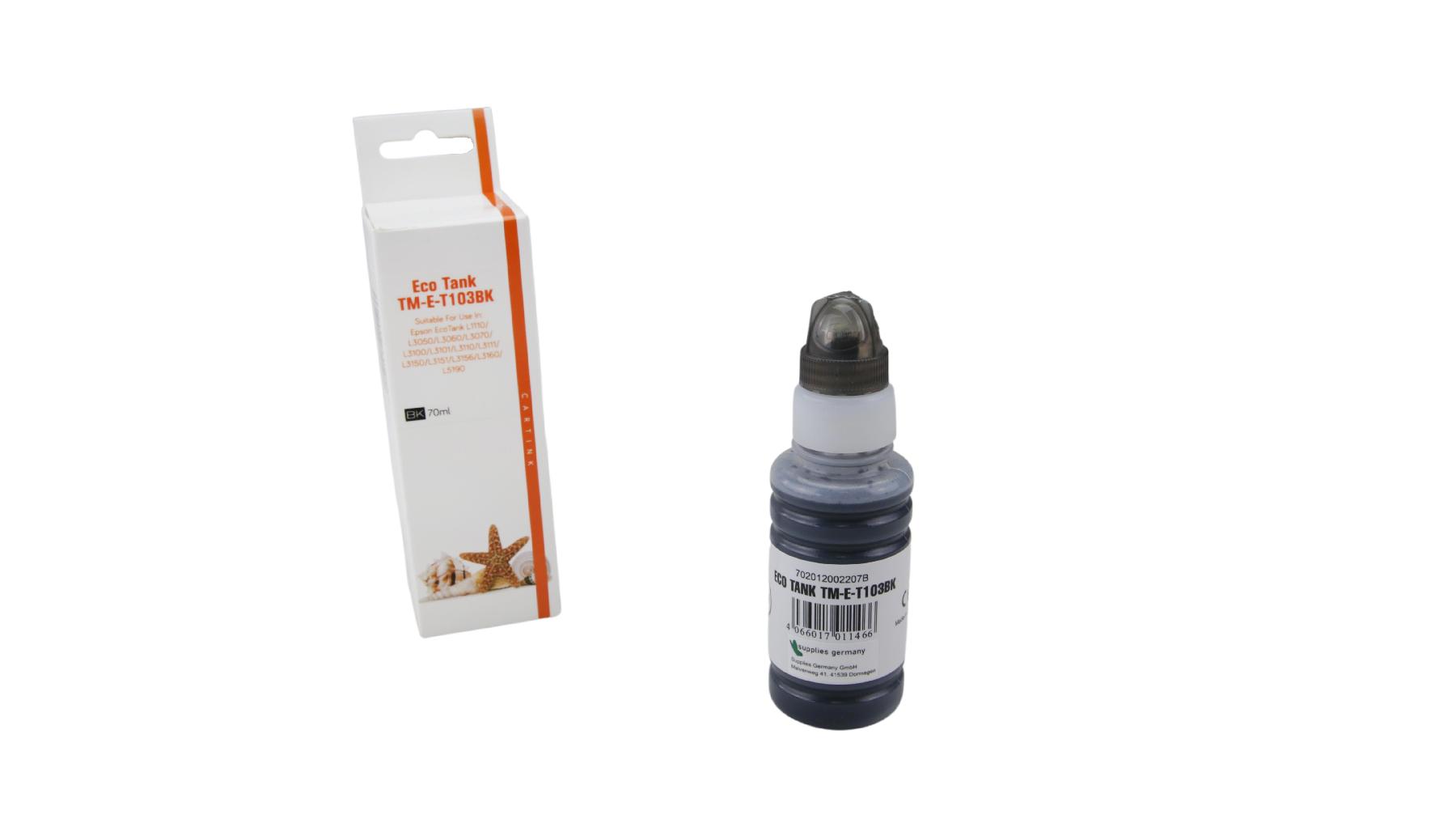 T103BK Eco Tank Nachfüllflasche black für Epson / C13T00S14A / 70