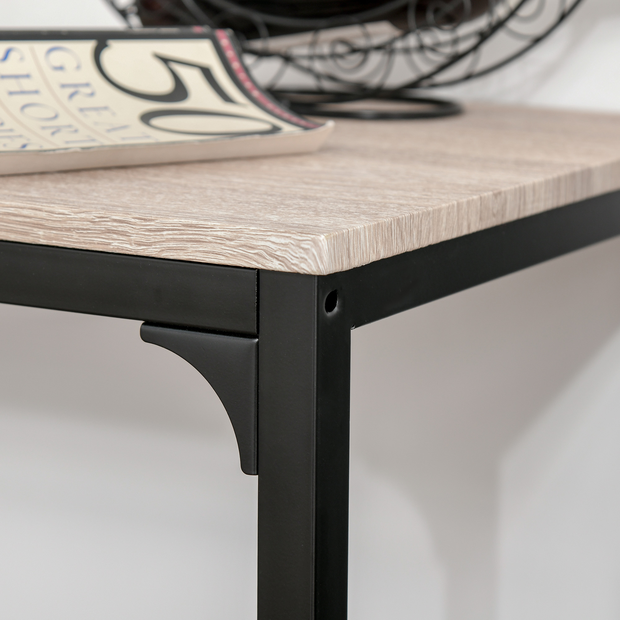 Bartisch Set Bartisch mit Barhocker-Set Esstisch mit 2 Stühlen mit Rückenlehne Küchentisch für Esszimmer, Küche, Natur+Schwarz