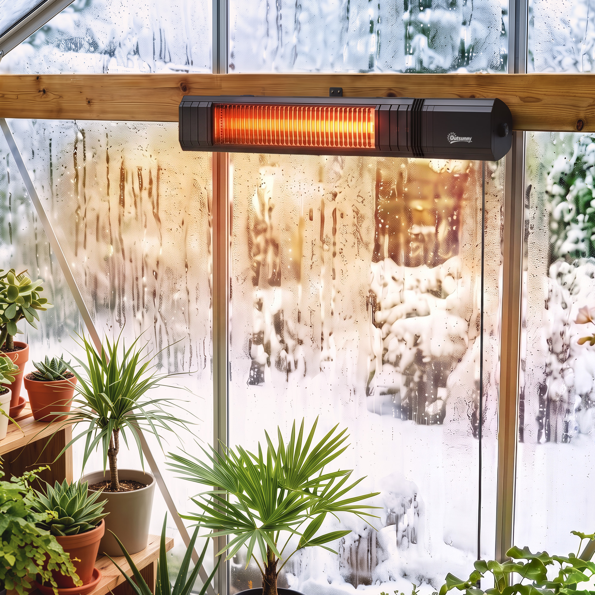 Infrarot Heizstrahler Hängend 2000W Carbonfaser Deckenheizstrahler mit App Touch & Fernbedienung 9 Heizstufen
