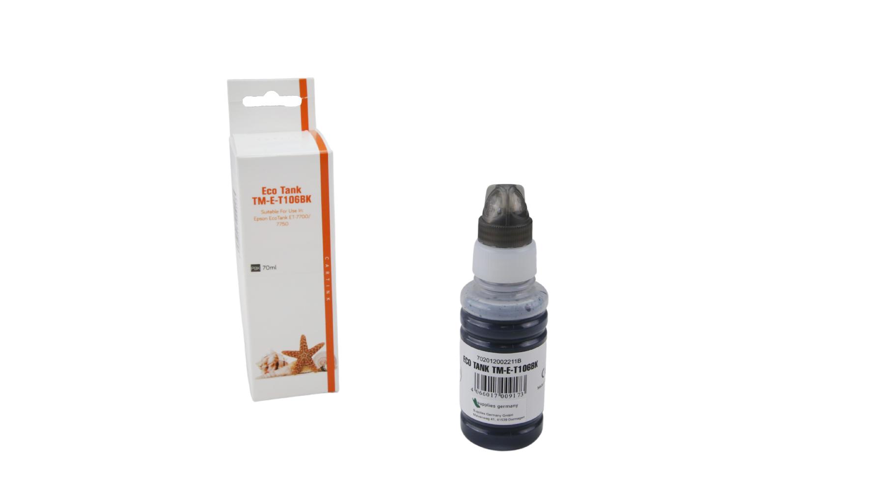 T106BK Eco Tank Nachfüllflasche black für Epson / C13T00R140 / 70