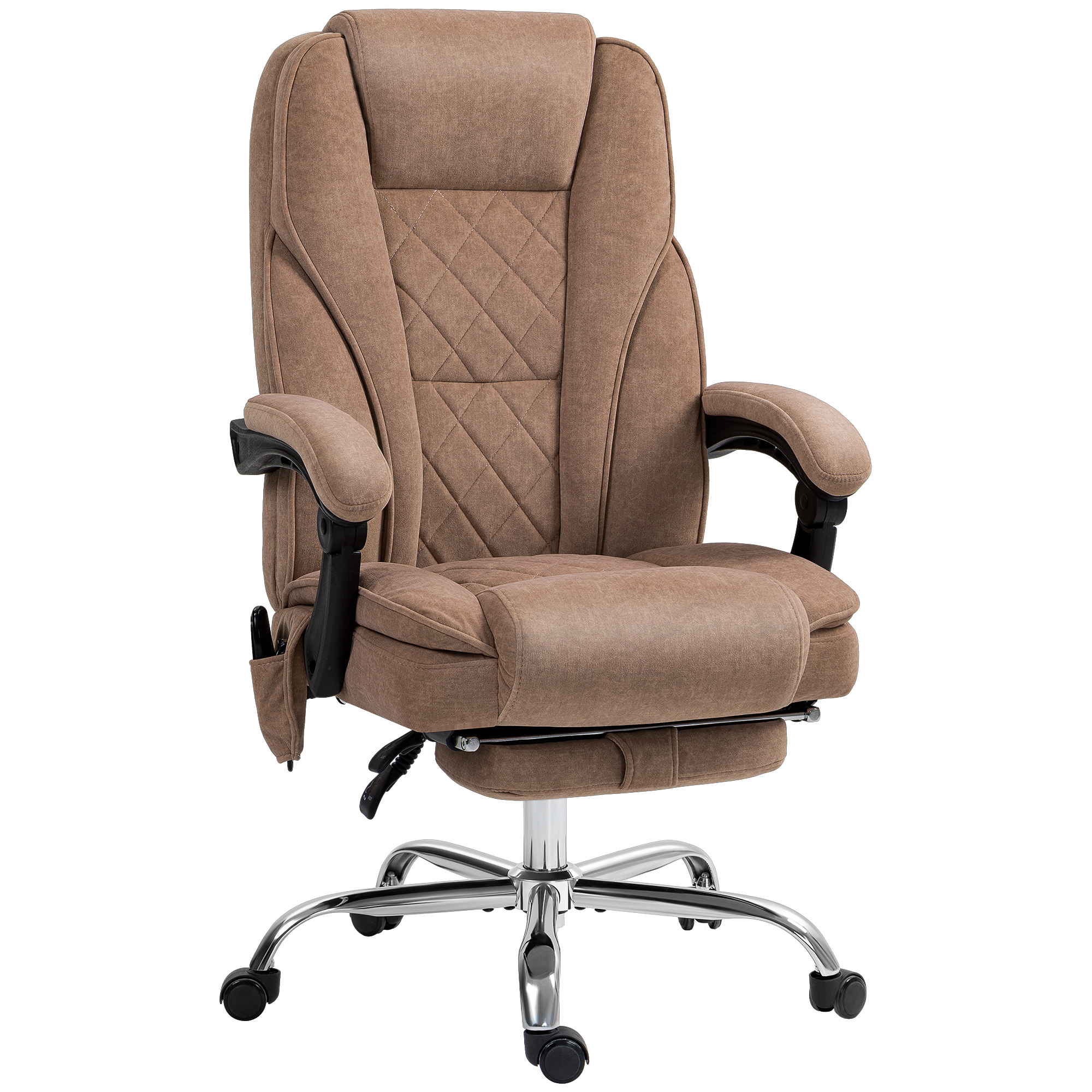 Ergonomischer Bürostuhl mit Massagefunktion, Fußstütze, drehbar, rollbar, Braun
