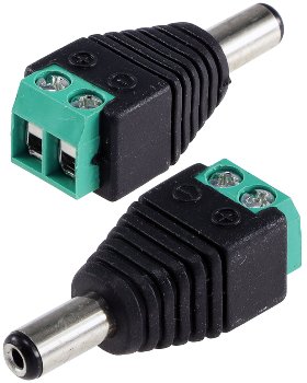 Anschluss-Adapter für LED-Stripes, Lüsterklemme auf 5,5/2,1mm Stecker Anschluss-Adapter für LED-Stripes, Lüsterklemme auf 5,5/2,1mm Stecker