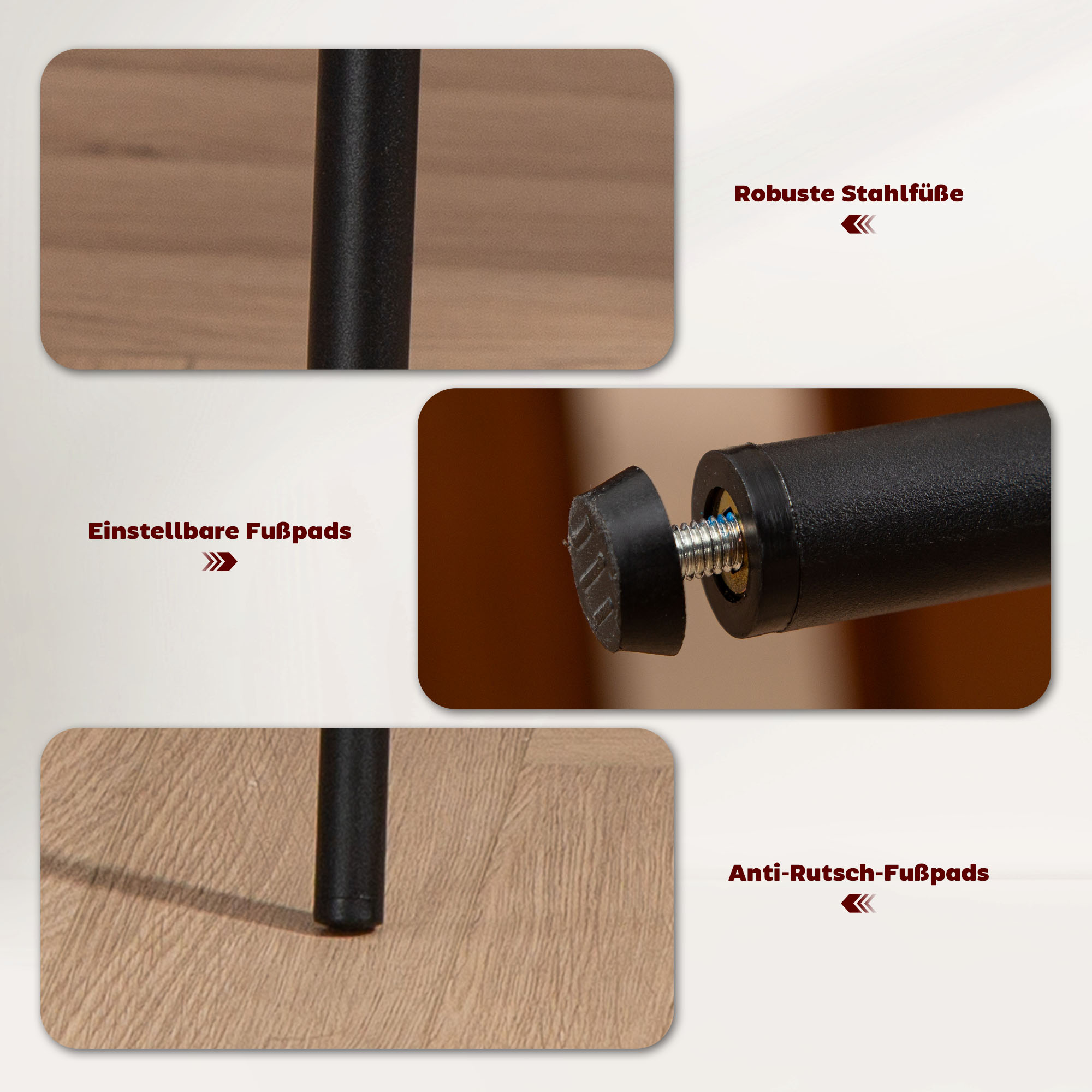 Esszimmerstuhl, Cordbezug, Schalenform, Metallbeine, Fußpolster, Beige