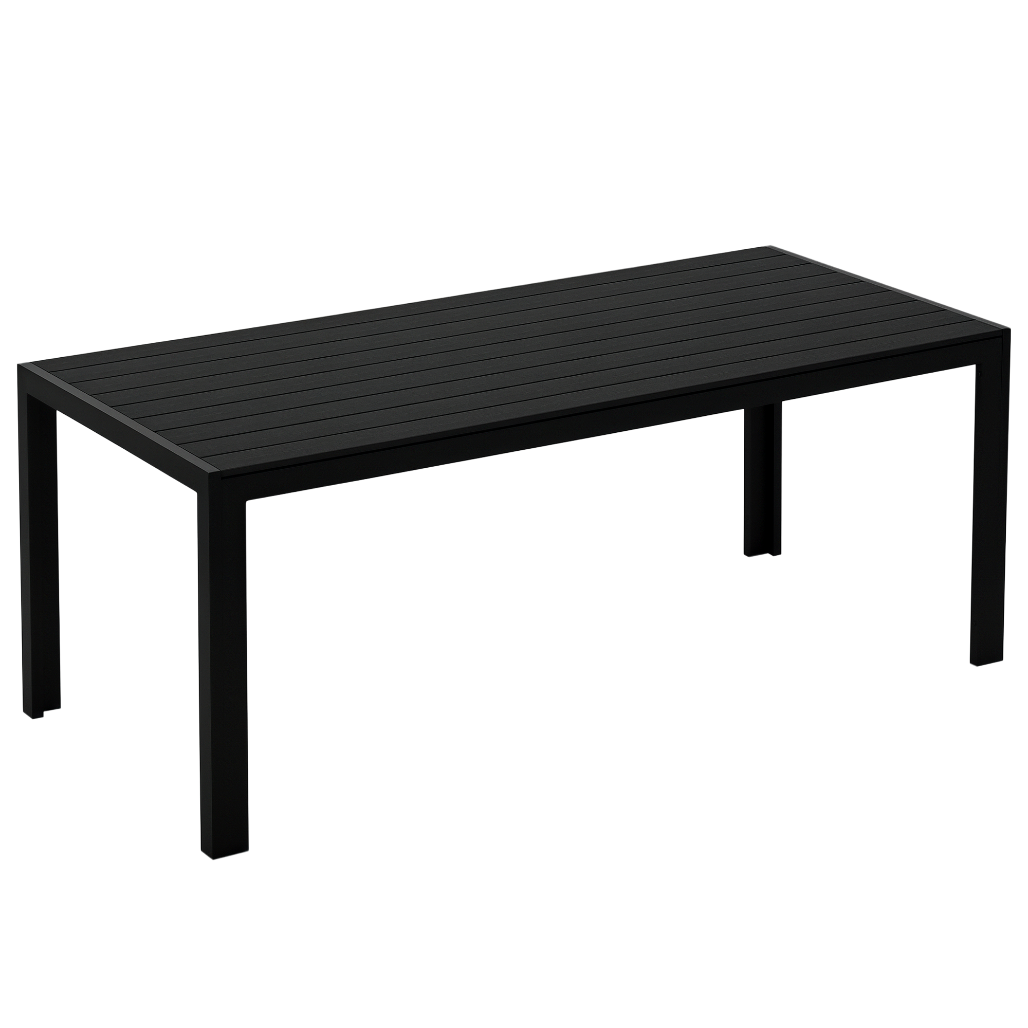 Gartentisch Kunststoff 190 x 84,5 x 72 cm Wetterfest, Holz Optik, Holzstrukur, rutschfest Buffettisch Campingtisch Balkontisch Terrassentisch Outdoor Esstisch für Garten, Balkon Schwarz