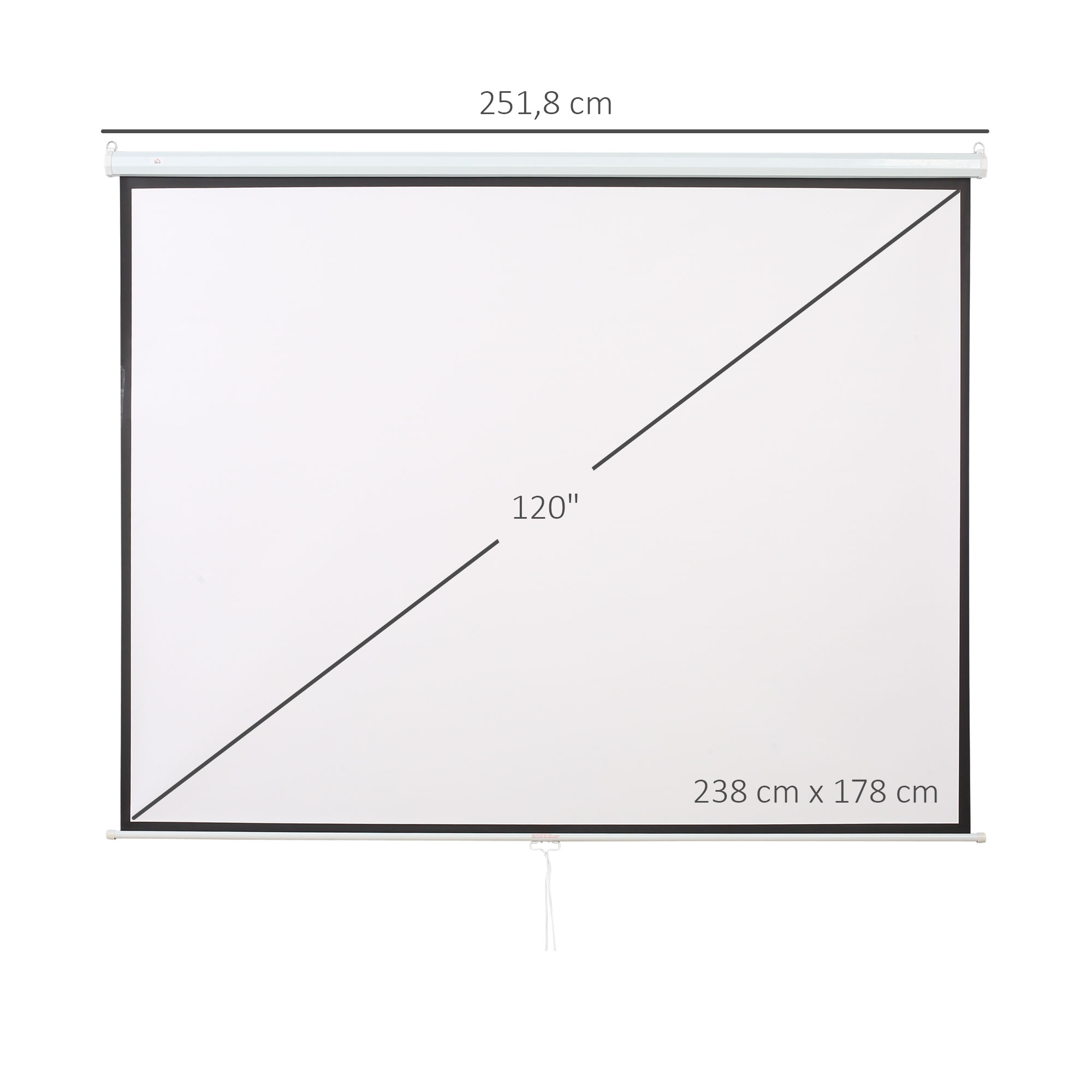 Beamer Leinwand 244 x 183 cm 120 Zoll 4:3/ 16:9 Projektionsleinwand Manuell für Heimkino