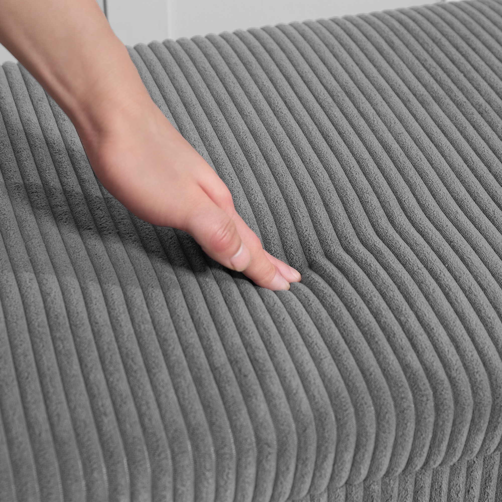 Sitzbank mit Stauraum, Polsterbank für Aufbewahrung, für Wohnzimmer, Schlafzimmer, Flur, Cordbezug, Grau