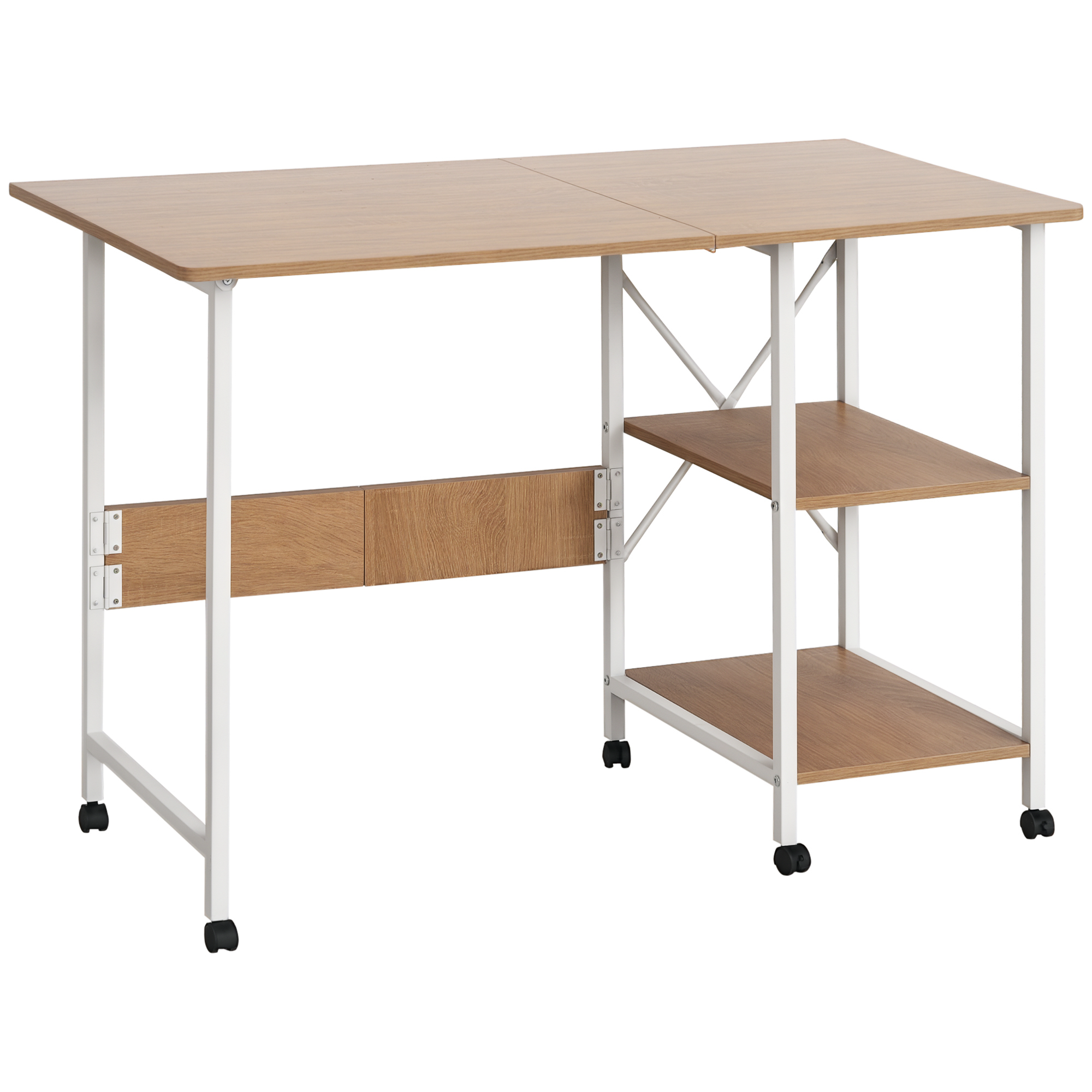 Klapptisch Schreibtisch Beistelltisch Bürotisch Mobiler Computertisch mit Rollen MDF Natur 107 x 55 x 76 cm
