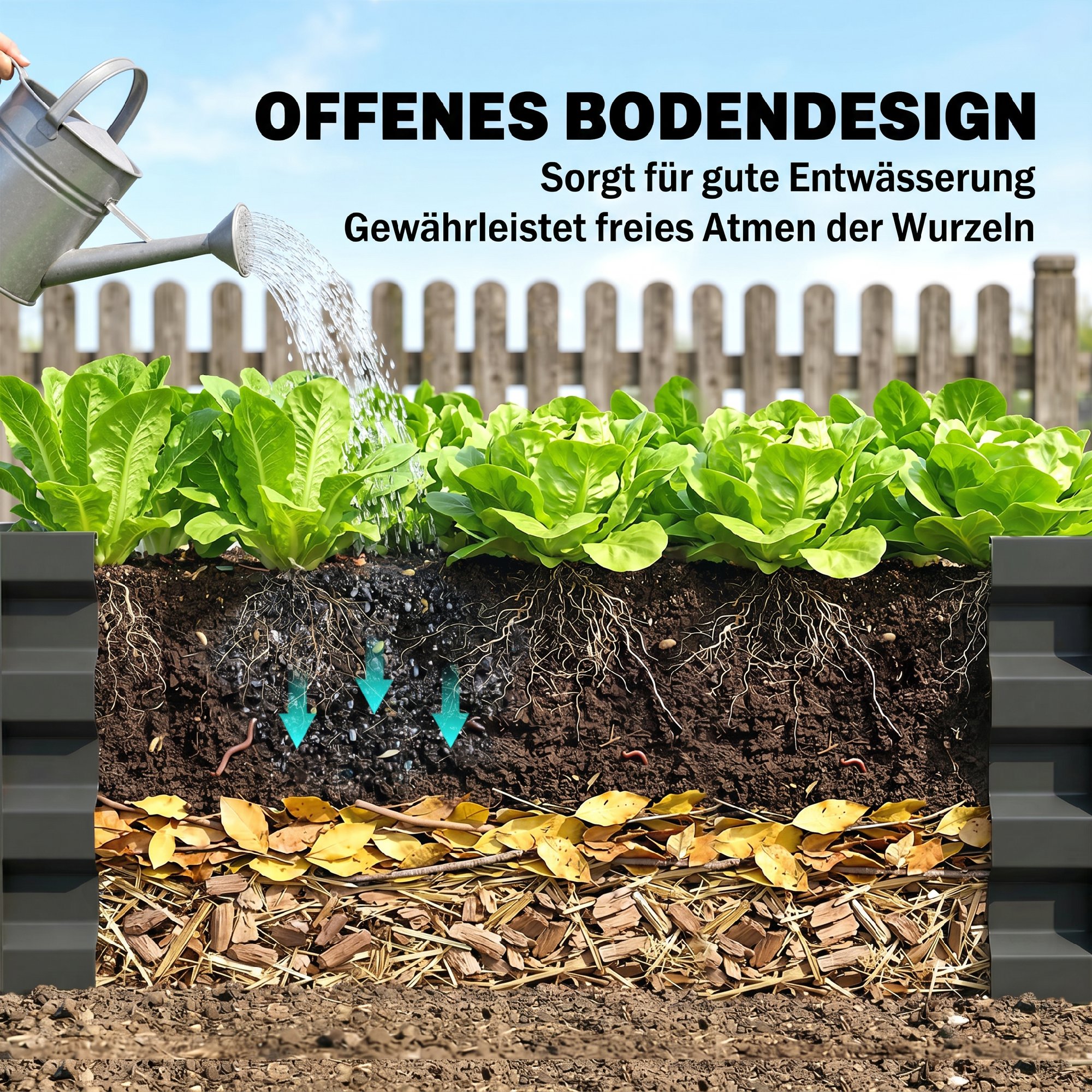 Hochbeet Metall 2er-Set, Offener Boden, Für Garten Balkon, 110x50x30cm, Dunkelgrau