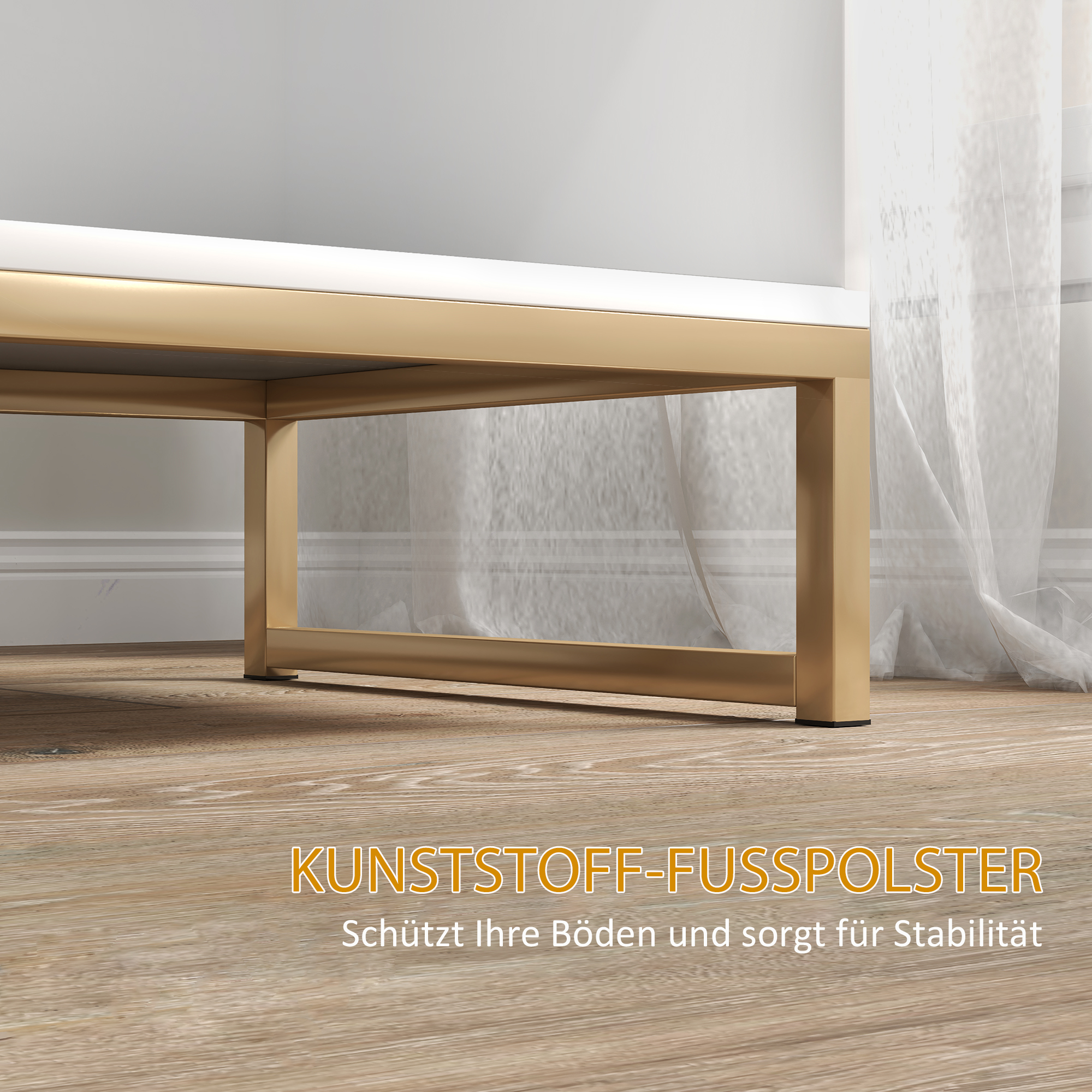 Nachttisch mit Schublade und Regal, Stauraum und Metallbeinen, für Schlafzimmer, Wohnzimmer, Weiß