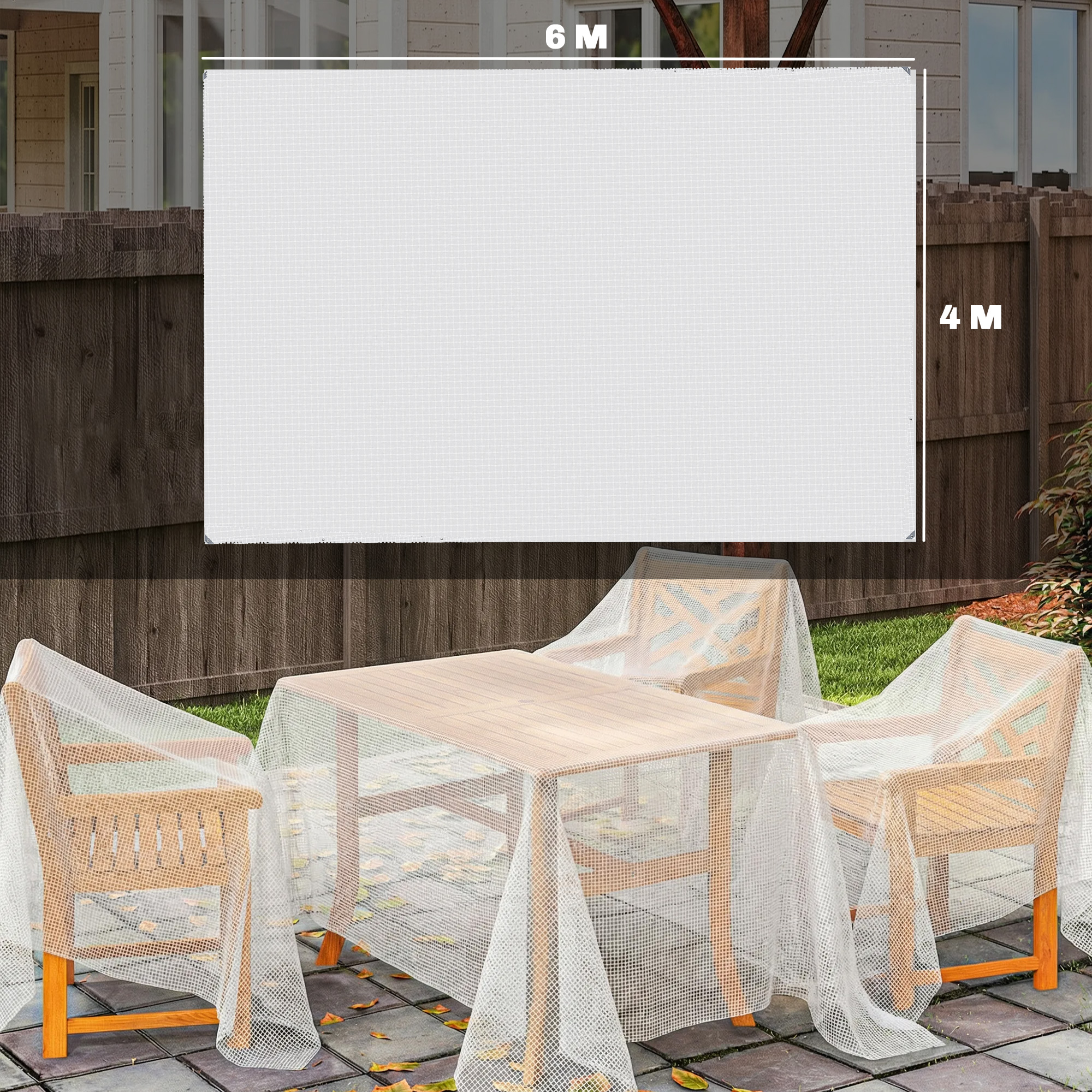 Abdeckplane wasserdicht 4 x 6 m 140g/m² Gewebeplane Robuste Reißfeste UV-stabil Schutzplane mit verstärkten Ösen Weiß