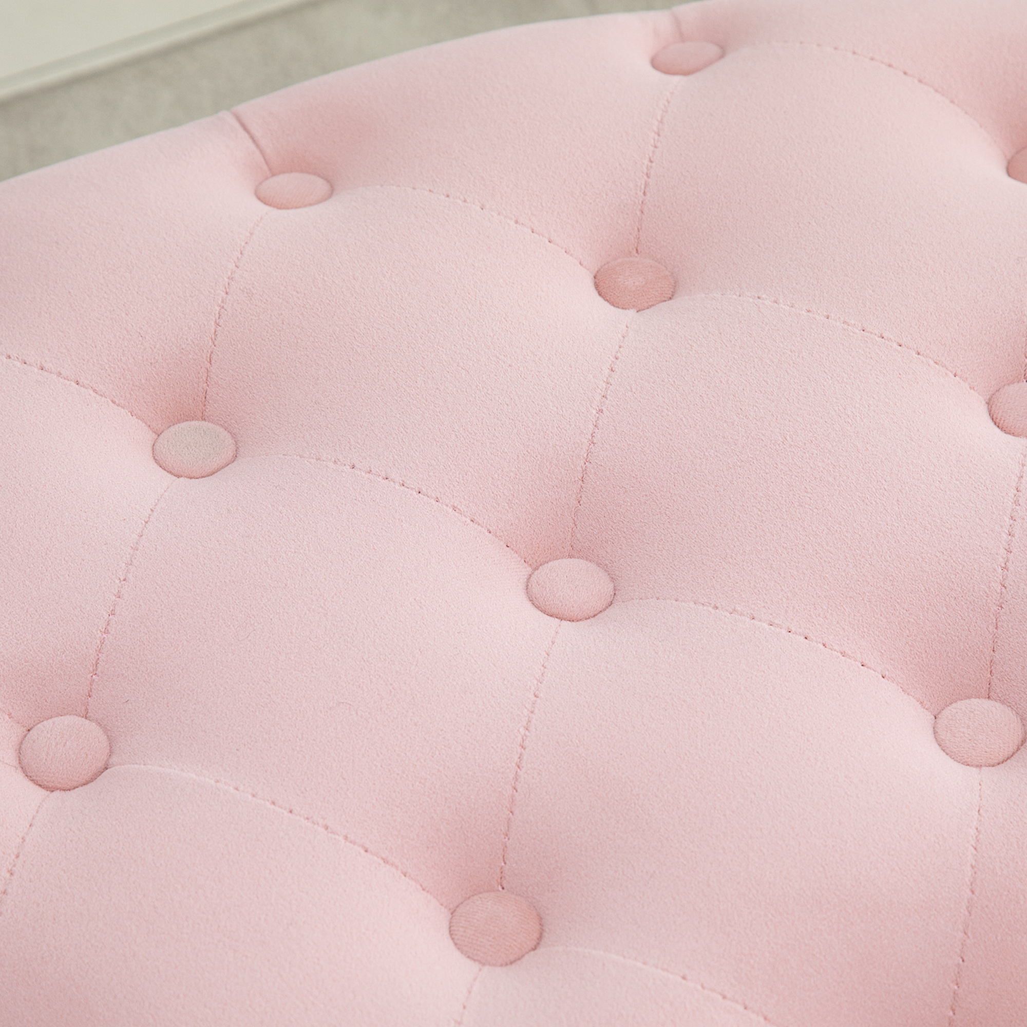 Sitzbank mit Stauraum Polsterbank mit Samtoptik, Sitztruhe Ovale Form, Truhenbank für Wohnzimmer Schlafzimmer Flur 71 x 52 x 42 cm, Rosa