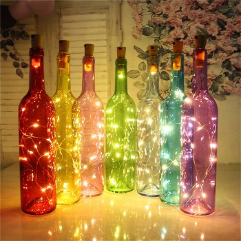 LED Flaschen-Lichterkette "CuteBottle" / 20 LEDs, 2m, warmweiß, Batterie, 10x Set