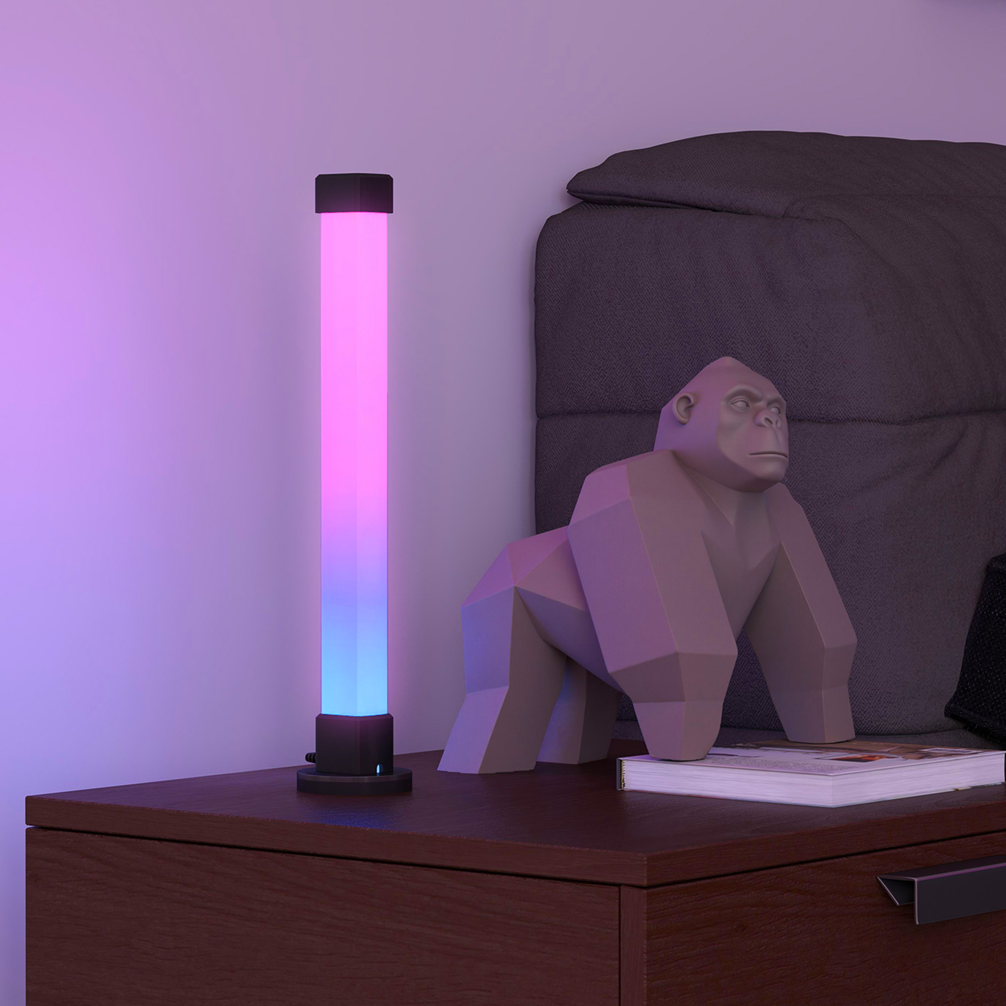 2er-Set LED-Lampe, Tischlampe mit App- und Fernsteuerung, Musik-Synchronisation, Farb-Modi, Timer, Weiß