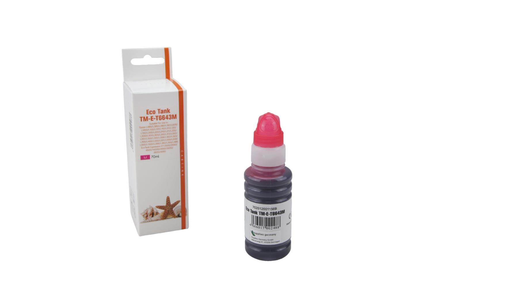 T6643M Eco Tank Nachfüllflasche magenta für Epson / T6643M / 70