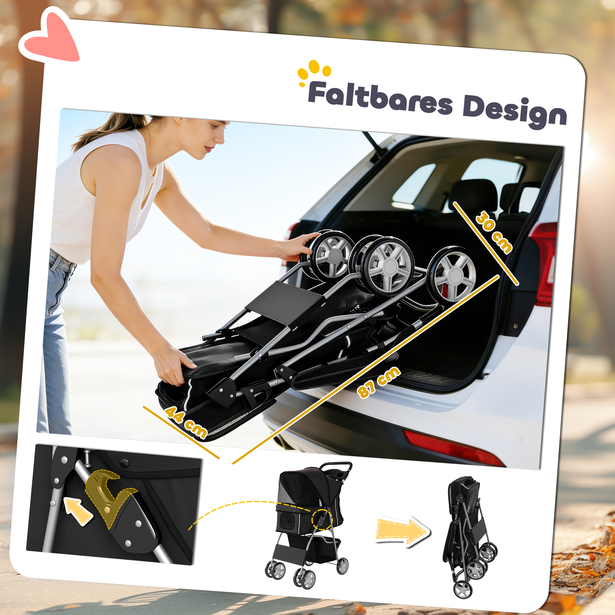 pawhut-hundewagen-faltbar-hundebuggy-mit-reflektorstreif-aufbewahrungskorb-kissen-fur-kleine-hunde-bis-10-kg~238DDK63PP800