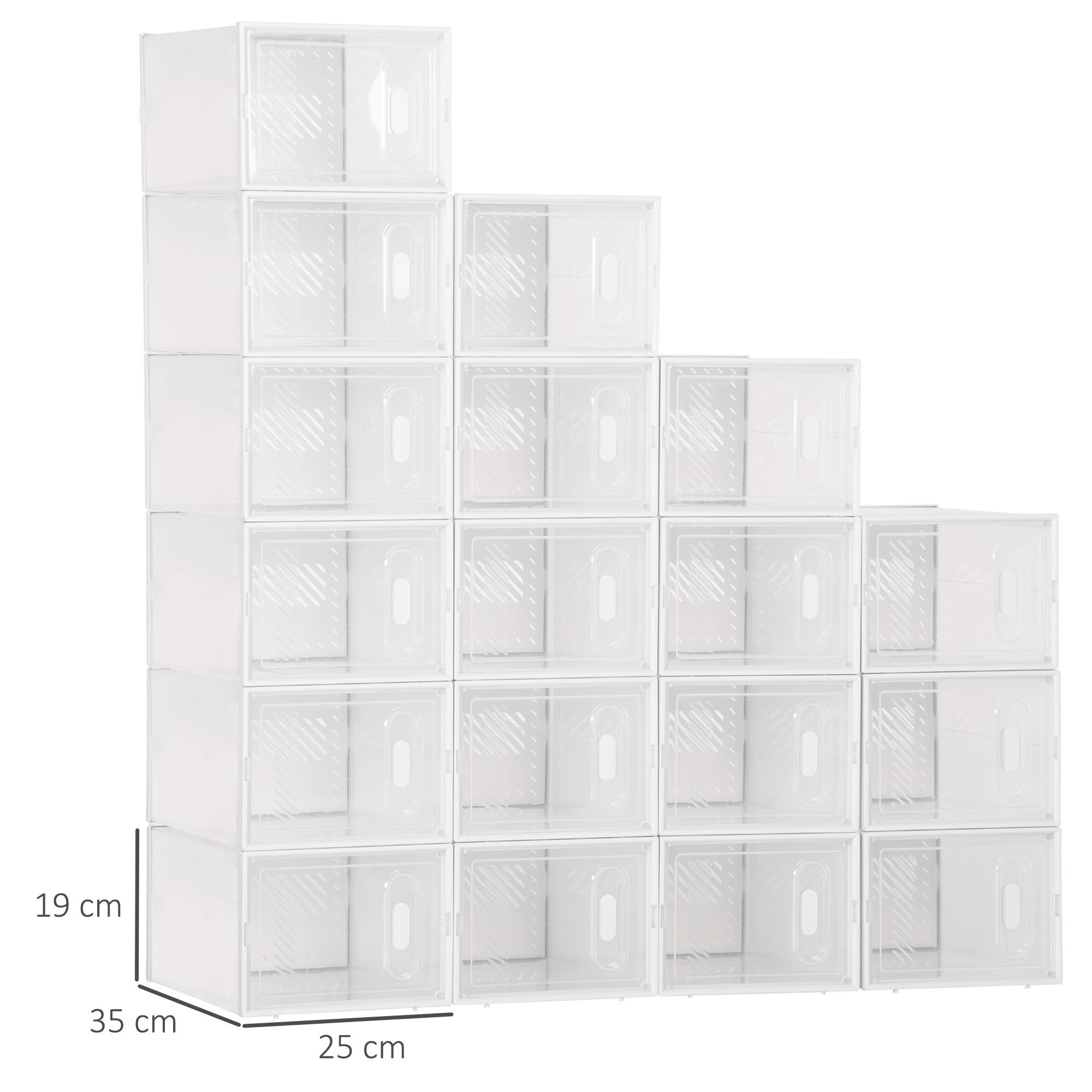 Modulares Regalsystem mit 18 Fächern, Steckregal, 25 cm x 35 cm x 19 cm, Transparent
