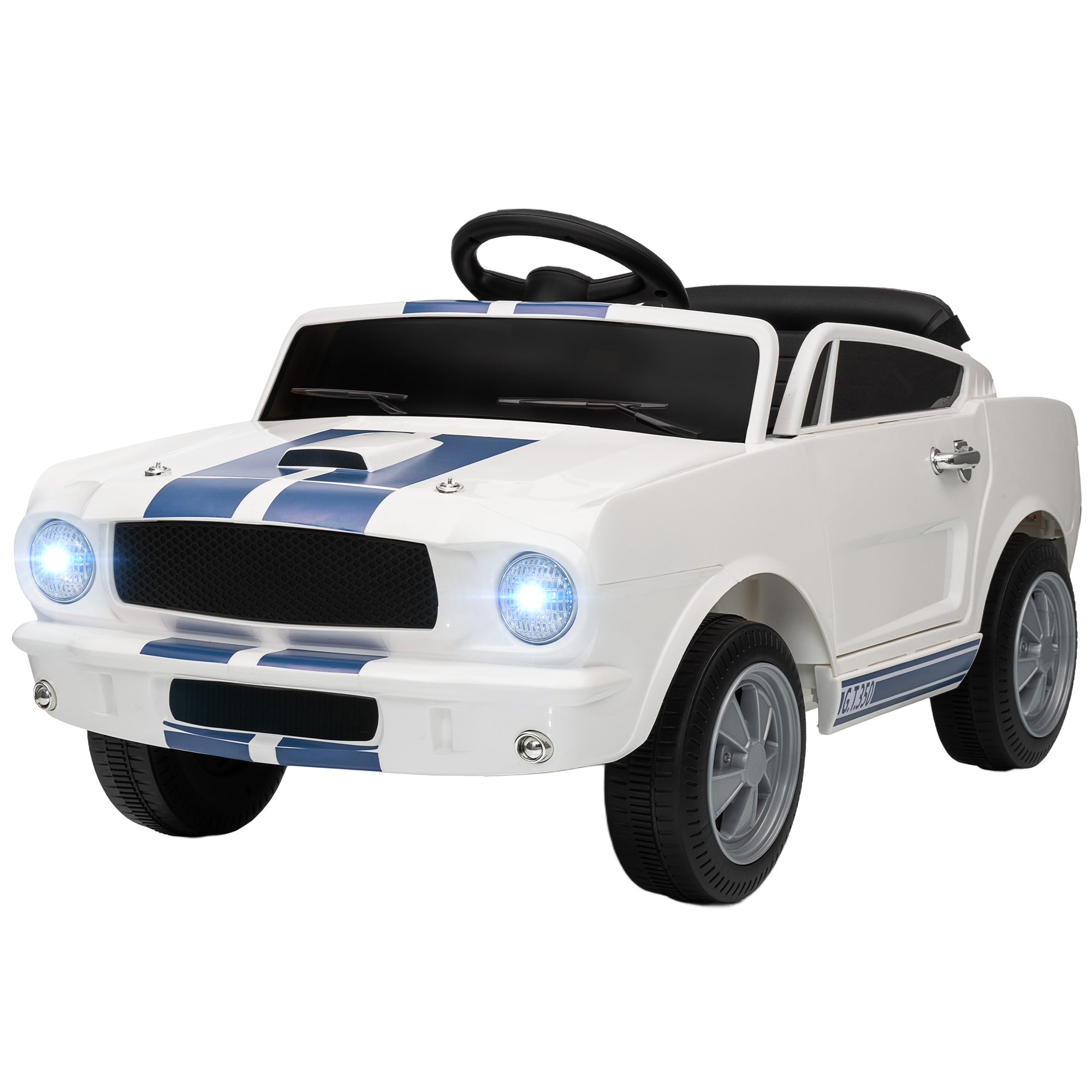 Kinder Elektroauto 12V Kinderauto mit 2,4 GHz Fernbedienung, 2 Motor Hupe, LED, Musik Weiß