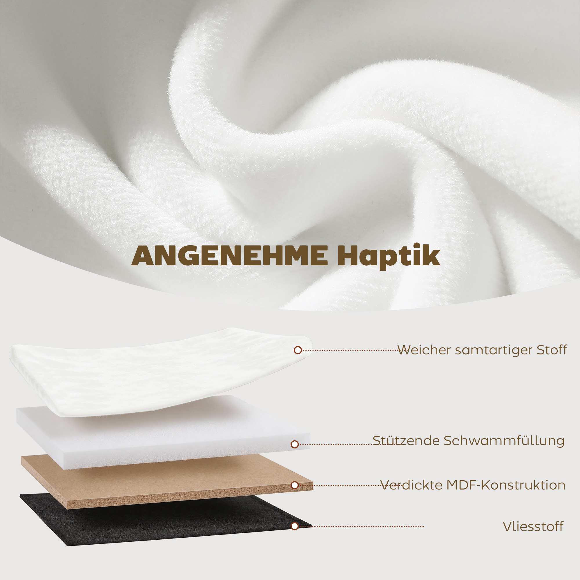 Sitzbank mit Stauraum Klappbar Polsterbank mit Samt-Optik für Wohnzimmer 76 x 38 x 35 cm Creme