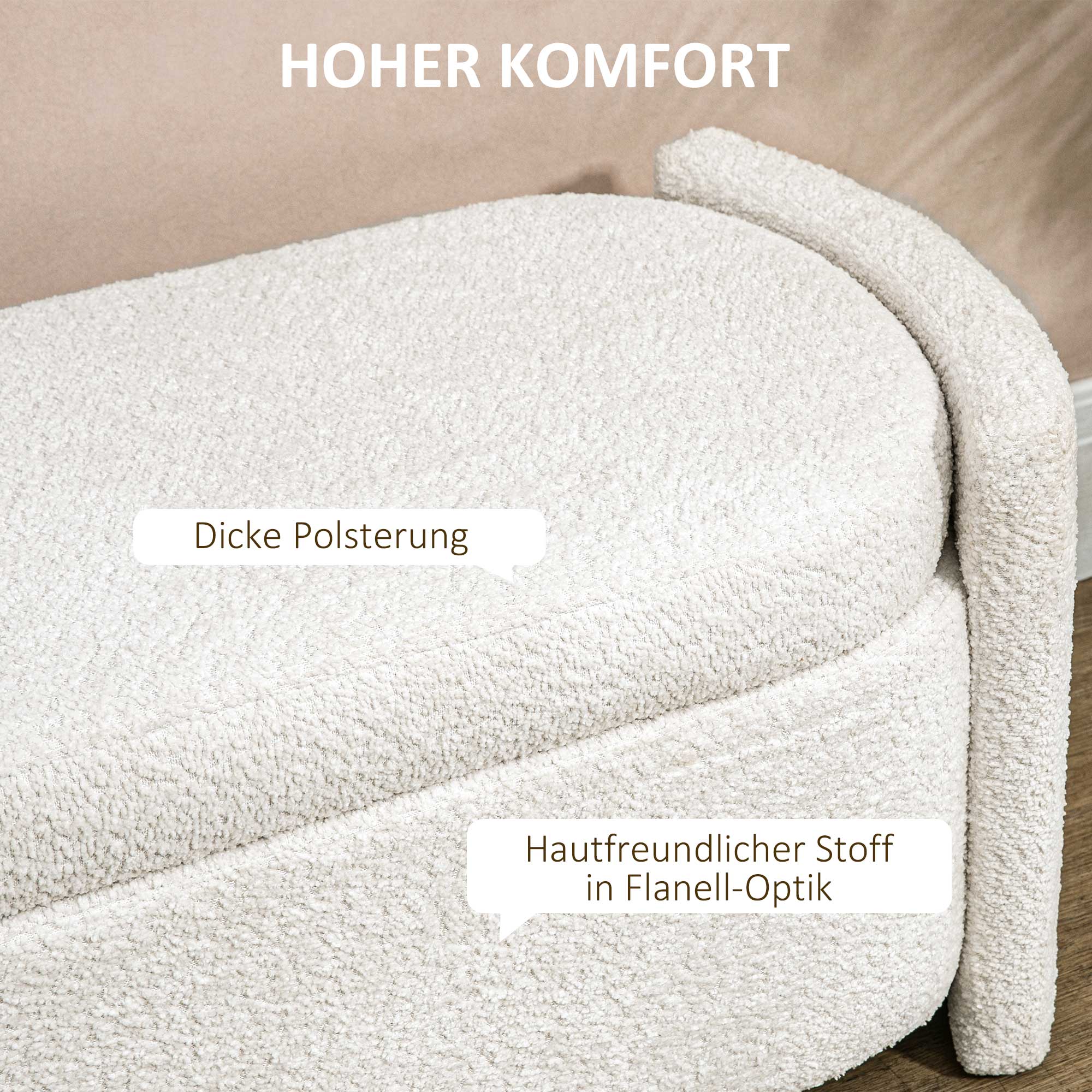 Sitzbank mit Stauraum Flurbank Schuhbank, gepolstert,  105 cm x 44 cm x 45,5 cm, Creme/Beige